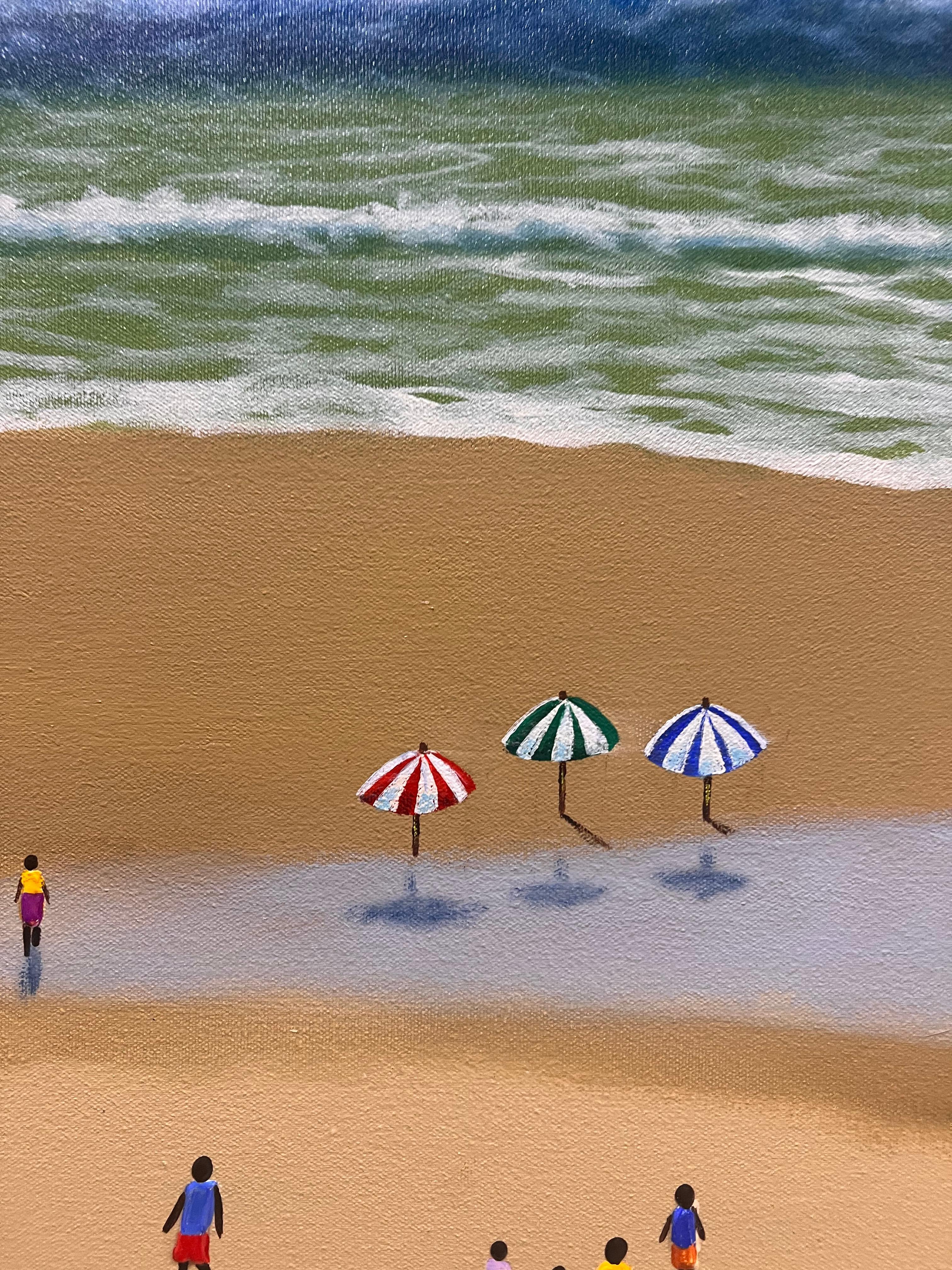 Endless Waves - Beige Landscape Painting by Ivana Mlinar