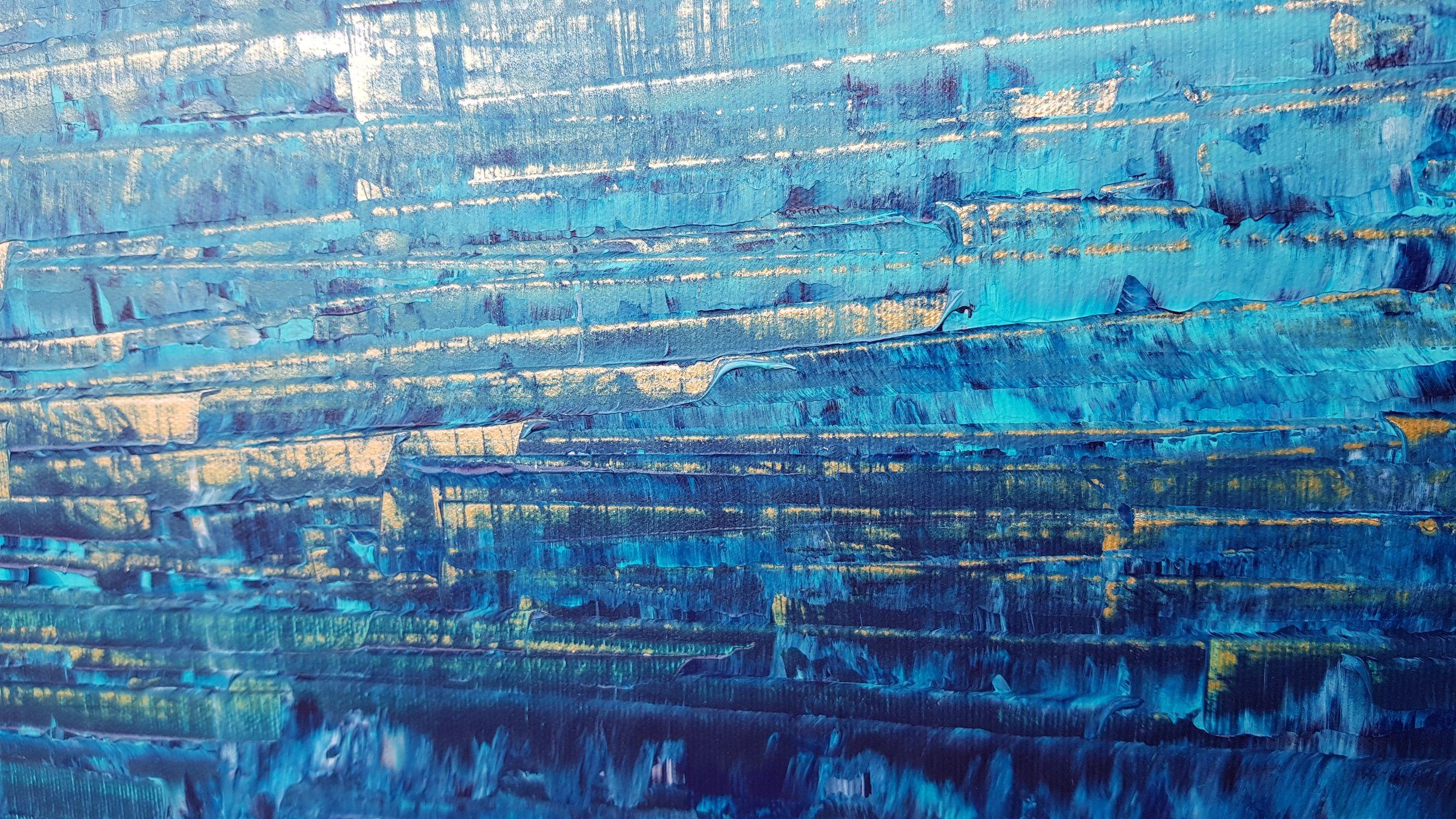 Coucher de soleil arctique, peinture, acrylique sur toile - Bleu Abstract Painting par Ivana Olbricht
