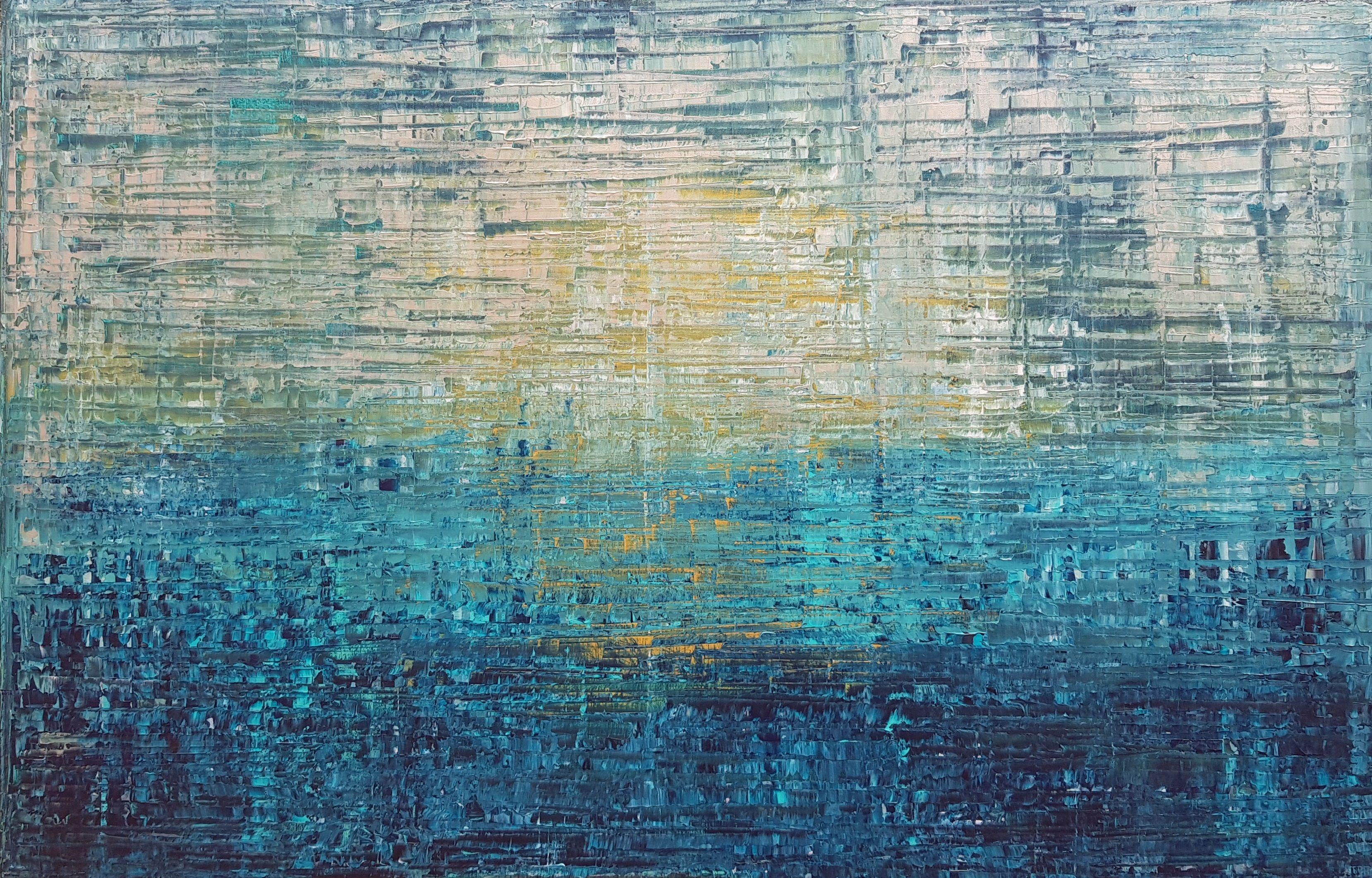Abstract Painting Ivana Olbricht - Coucher de soleil arctique, peinture, acrylique sur toile
