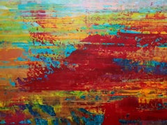 August Nachmittag - XXL abstrakte Landschaft, Gemälde, Acryl auf Leinwand