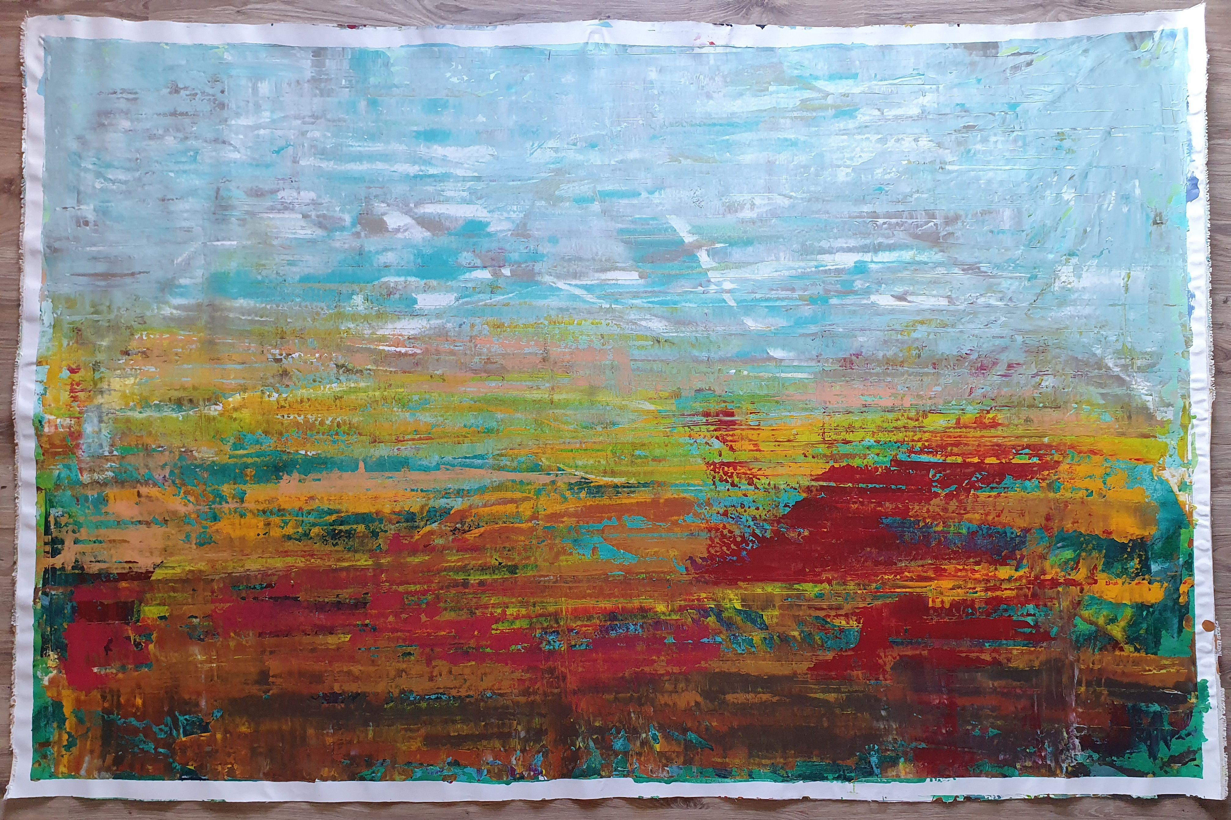 August afternoon - XXL abstract landscape, Painting, Acrylic on Canvas For Sale 1