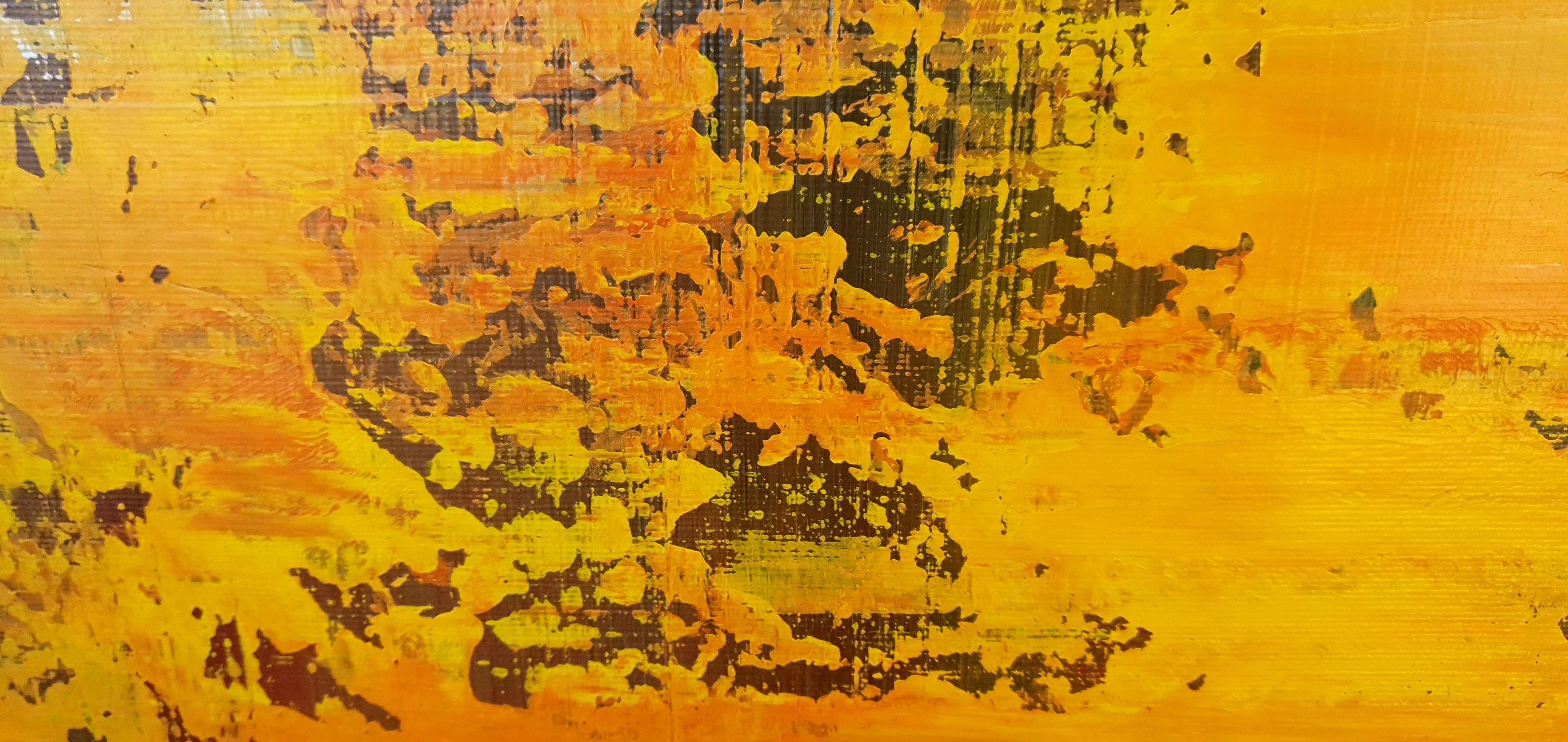 Sole d'autunno, Pittura, Acrilico su tela - Abstract Painting Arancia di Ivana Olbricht