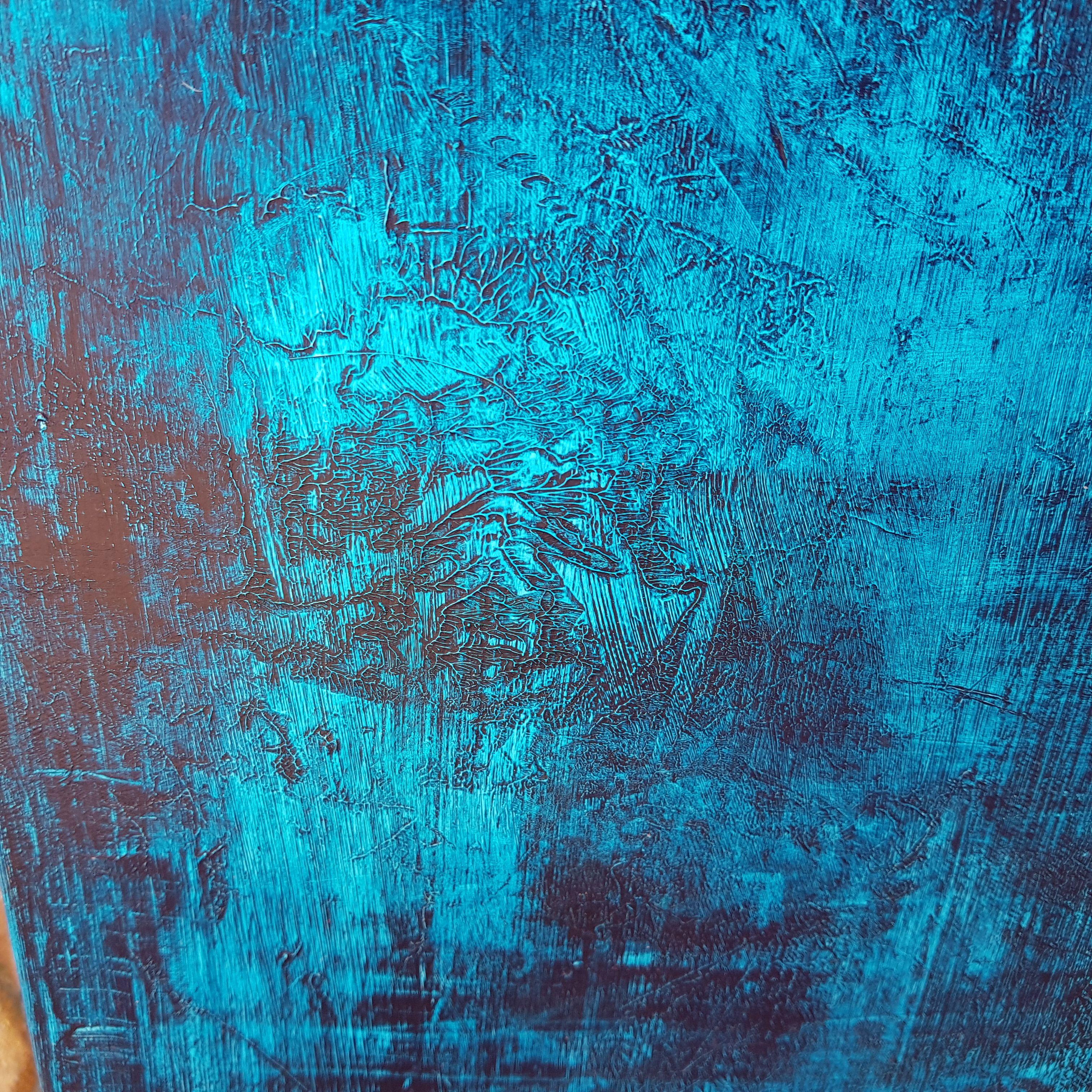 Peinture à la givre bleue, acrylique sur toile en vente 1