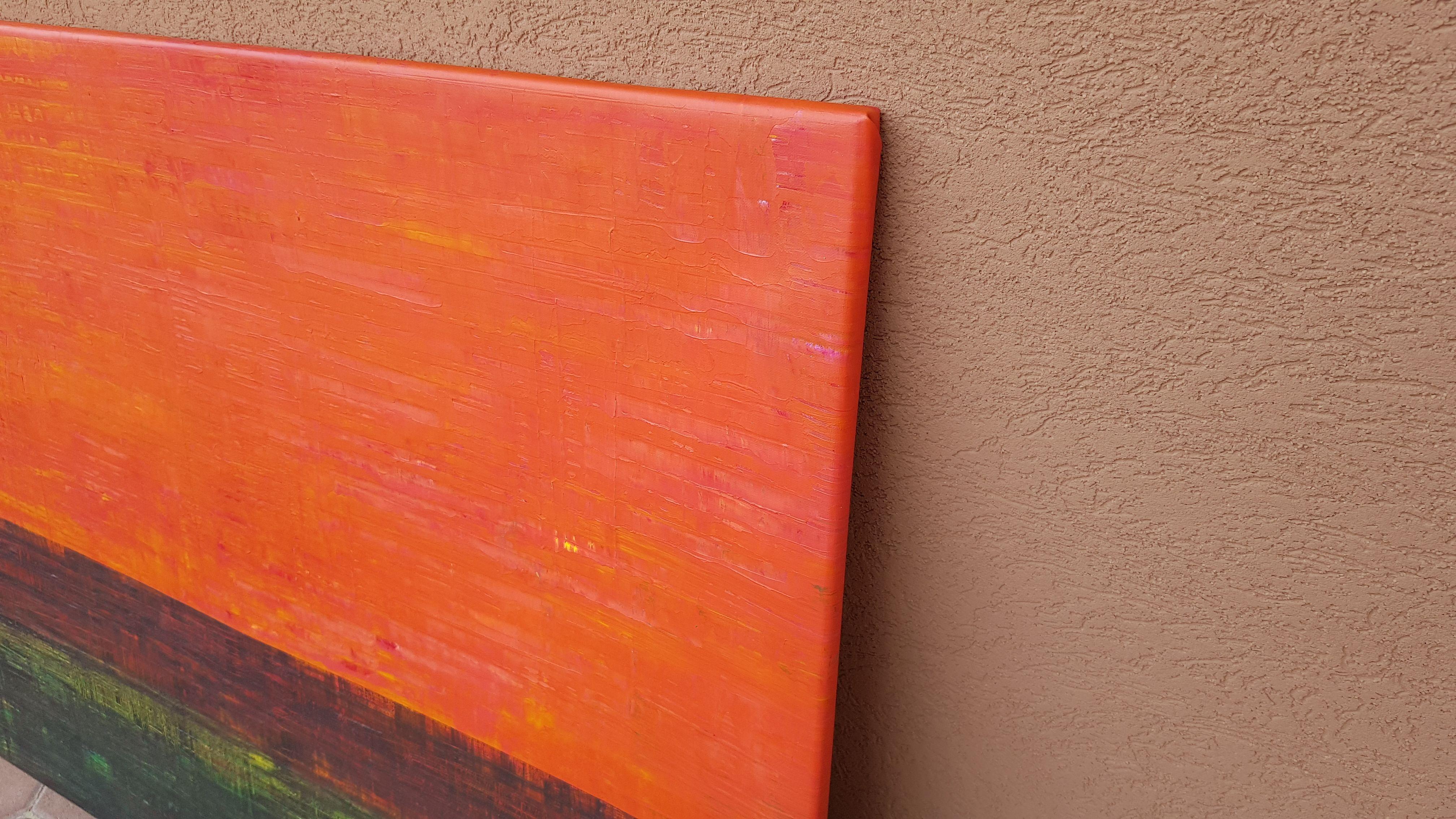 Tramonto ardente, Pittura, Acrilico su tela - Abstract Painting Arancia di Ivana Olbricht
