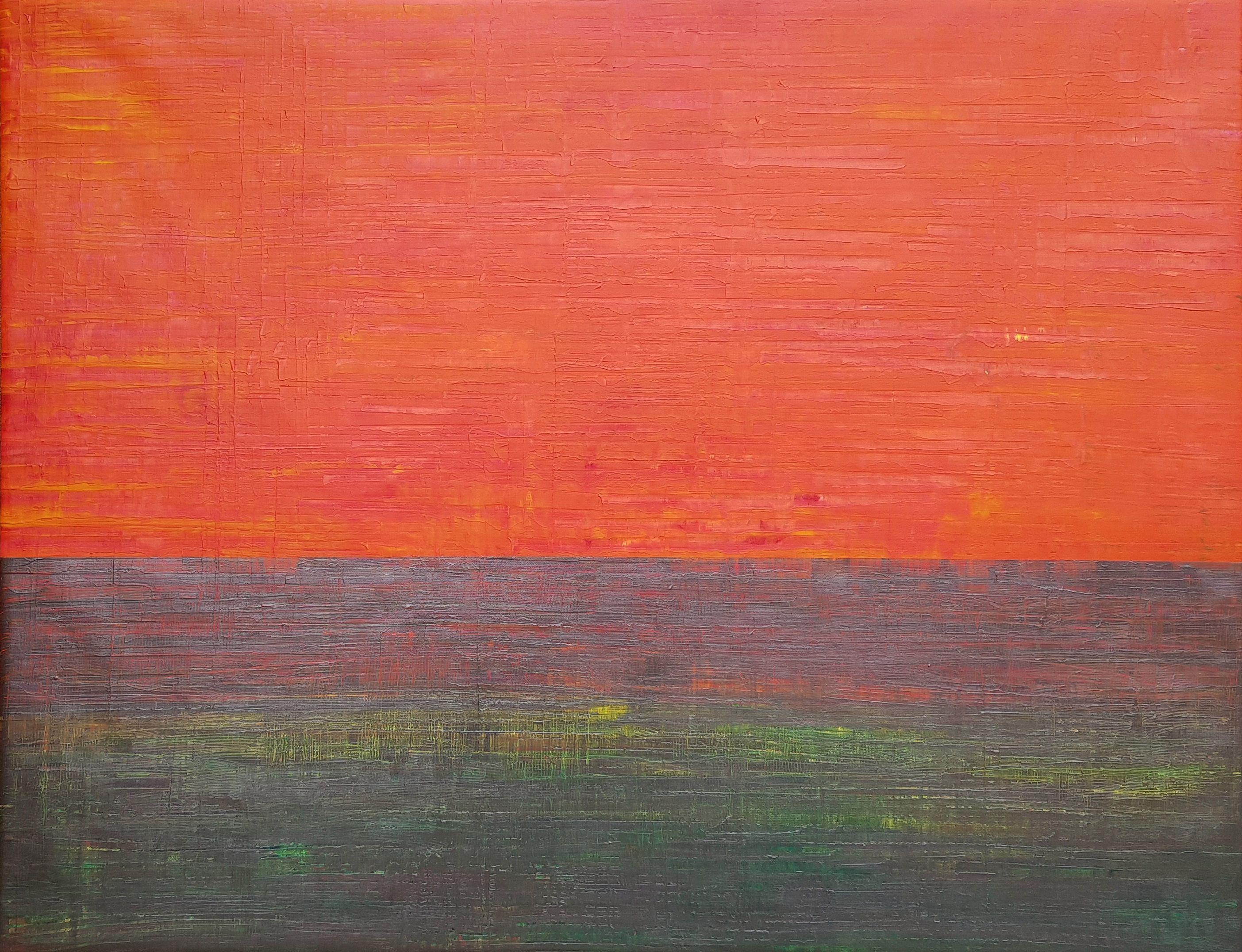 Abstract Painting di Ivana Olbricht - Tramonto ardente, Pittura, Acrilico su tela