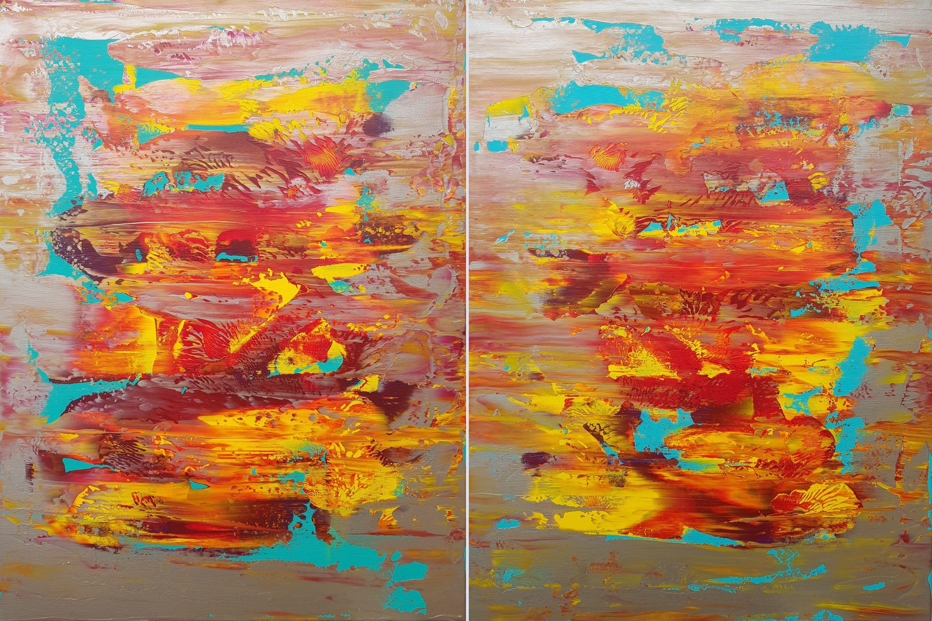 Ivana Olbricht Abstract Painting - Caribbean sunset - ditpych, Painting, Acrylic on Canvas