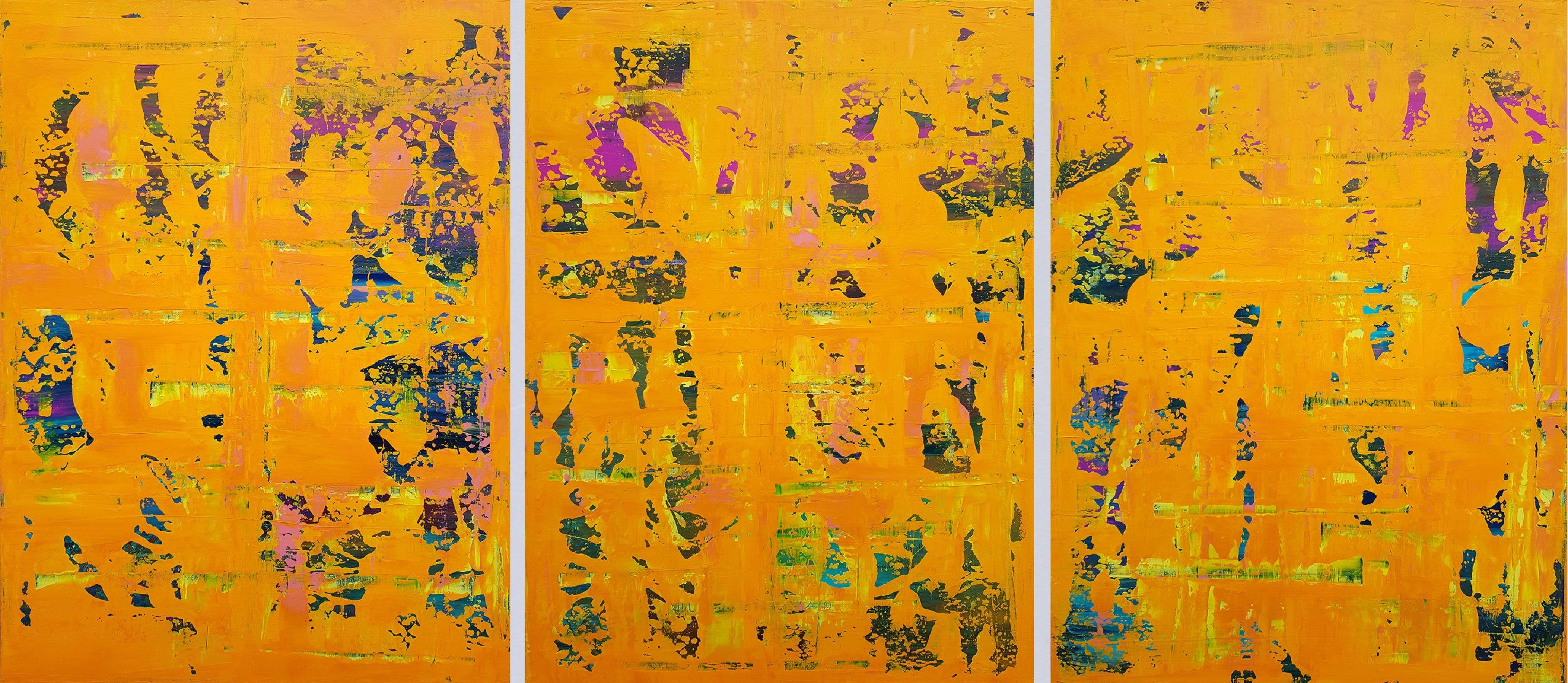 Ivana Olbricht Abstract Painting - Crazy April No. 3 - Triptych, Painting, Acrylic on Canvas
