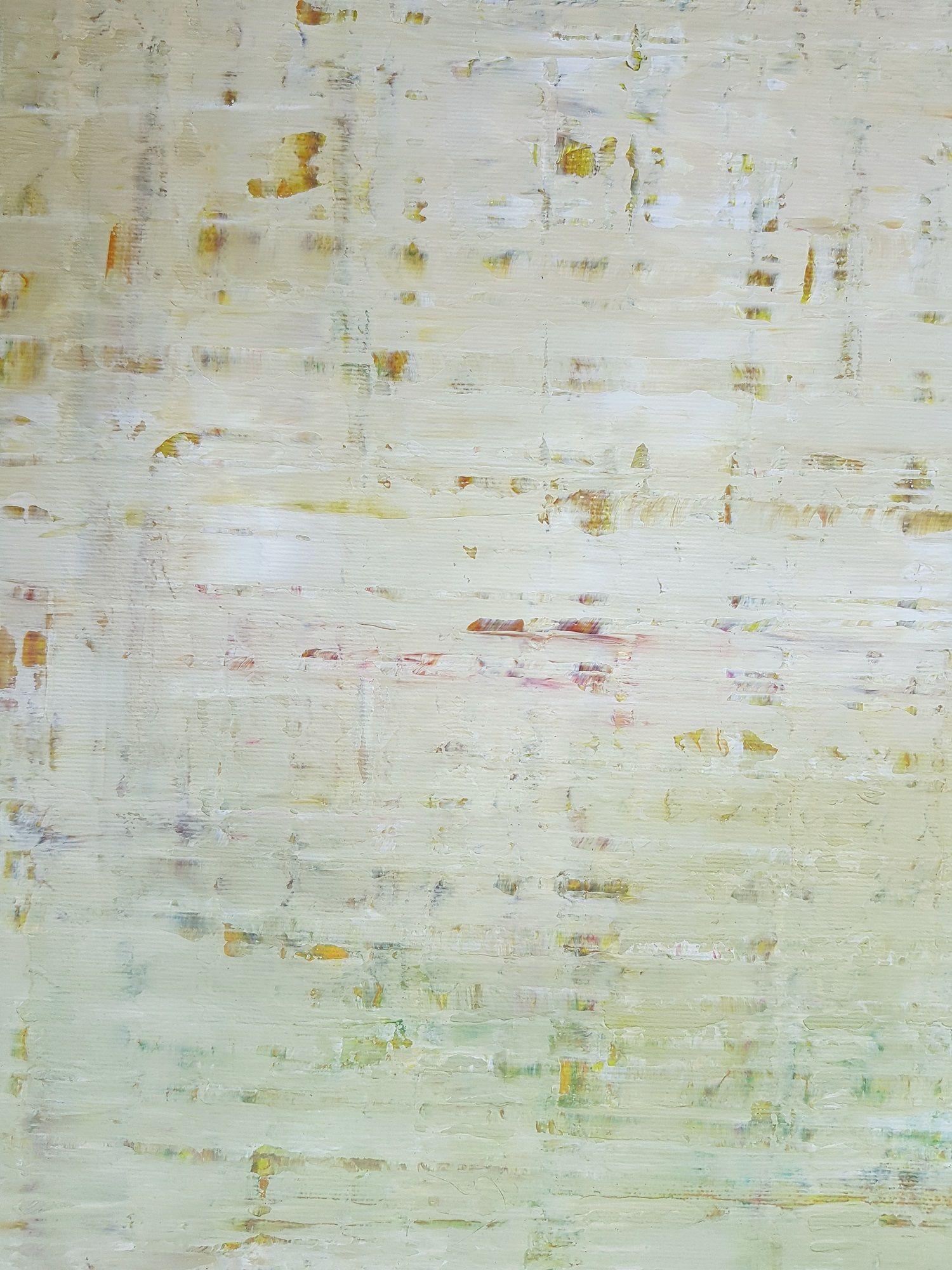 Un dipinto astratto originale e unico nel suo genere.    Minimalista ma potente e ricco di dettagli    I colori primari sono il verde chiaro e il beige chiaro. Le mie tecniche di firma creano una superficie spezzata che permette ai sottotoni