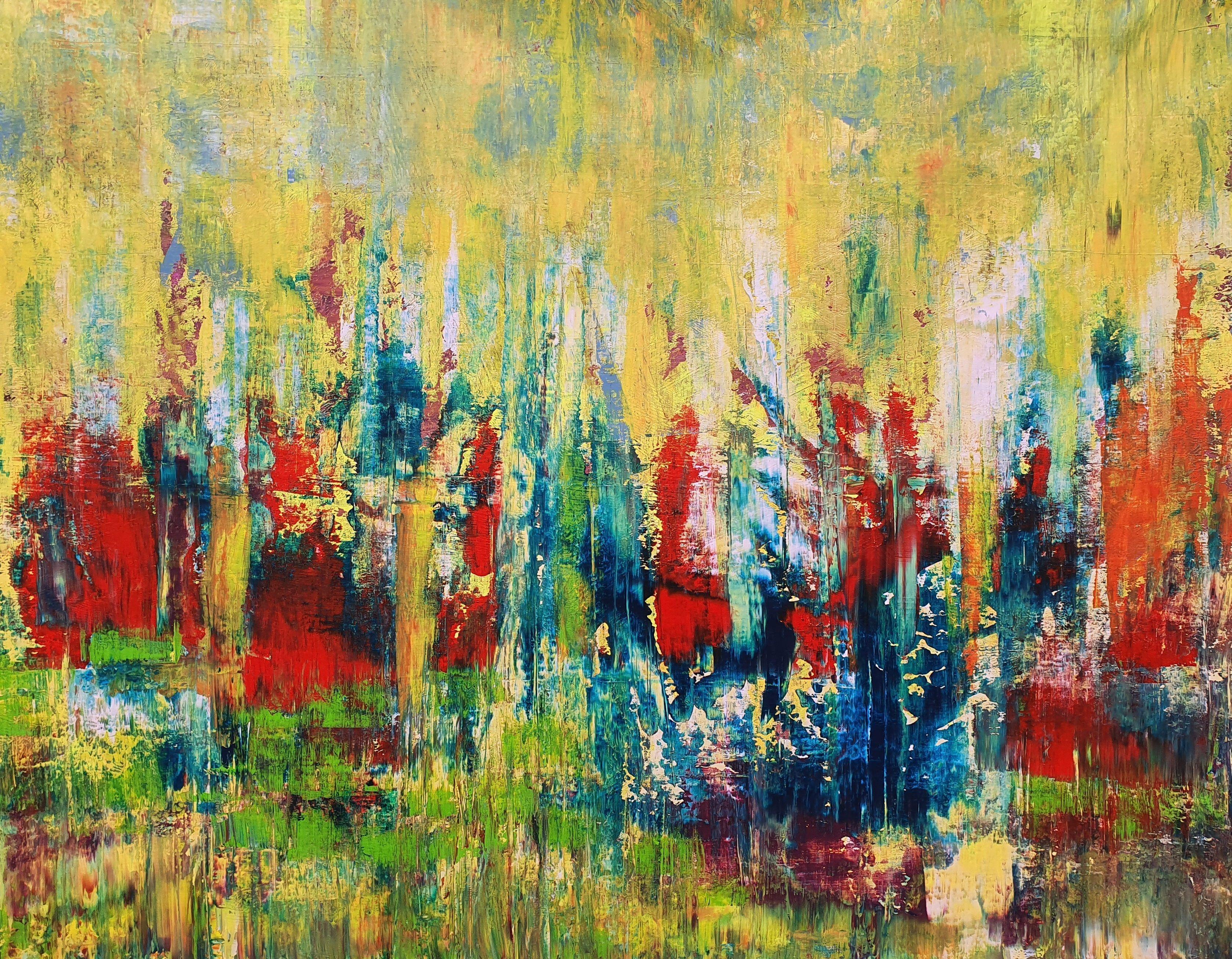 Abstract Painting Ivana Olbricht - Facing the wind - Paysage abstrait XXL, peinture, acrylique sur toile