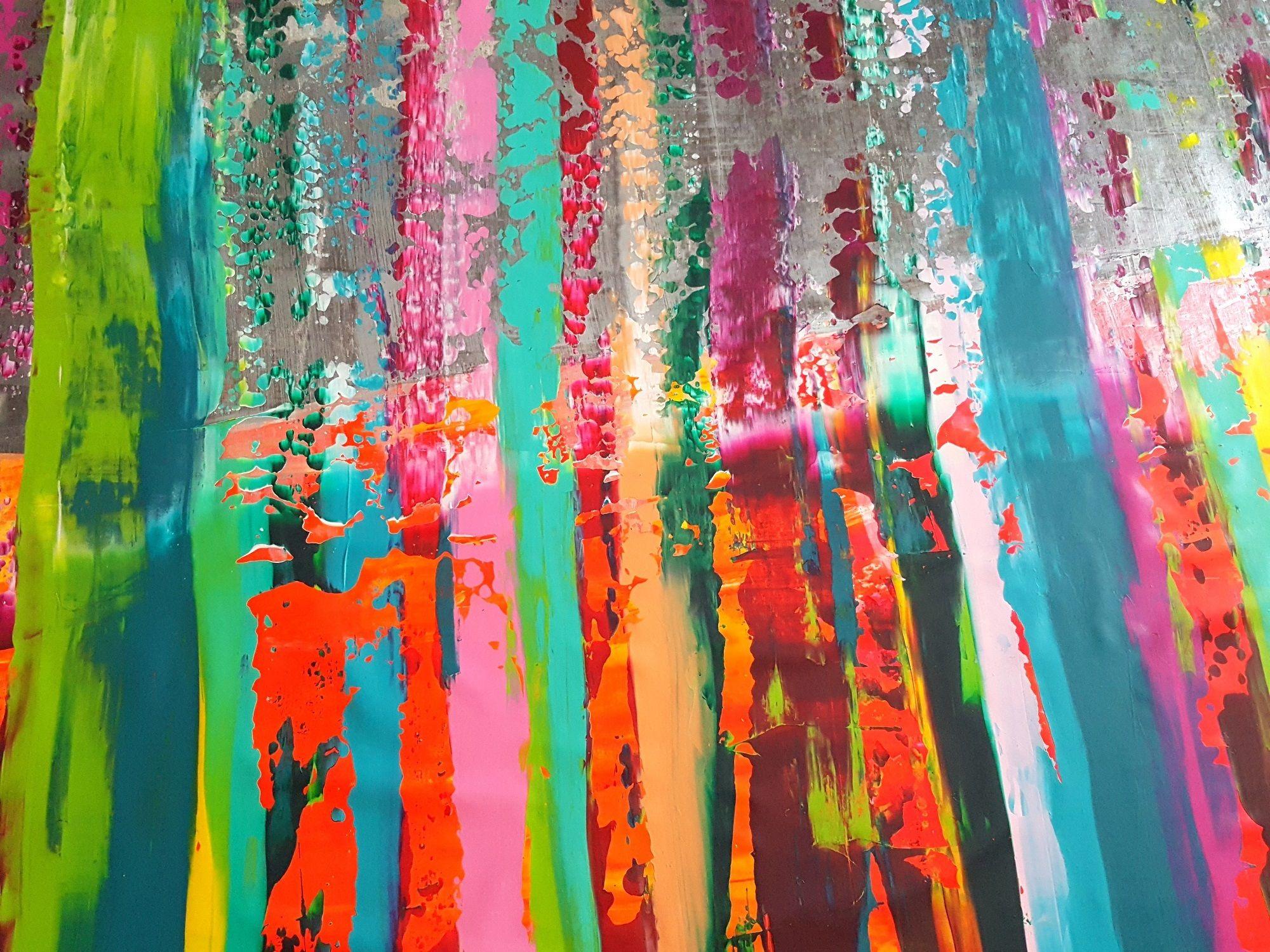Fiamme dell'infanzia - XXL colorato astratto, Pittura, Acrilico su tela - Painting di Ivana Olbricht