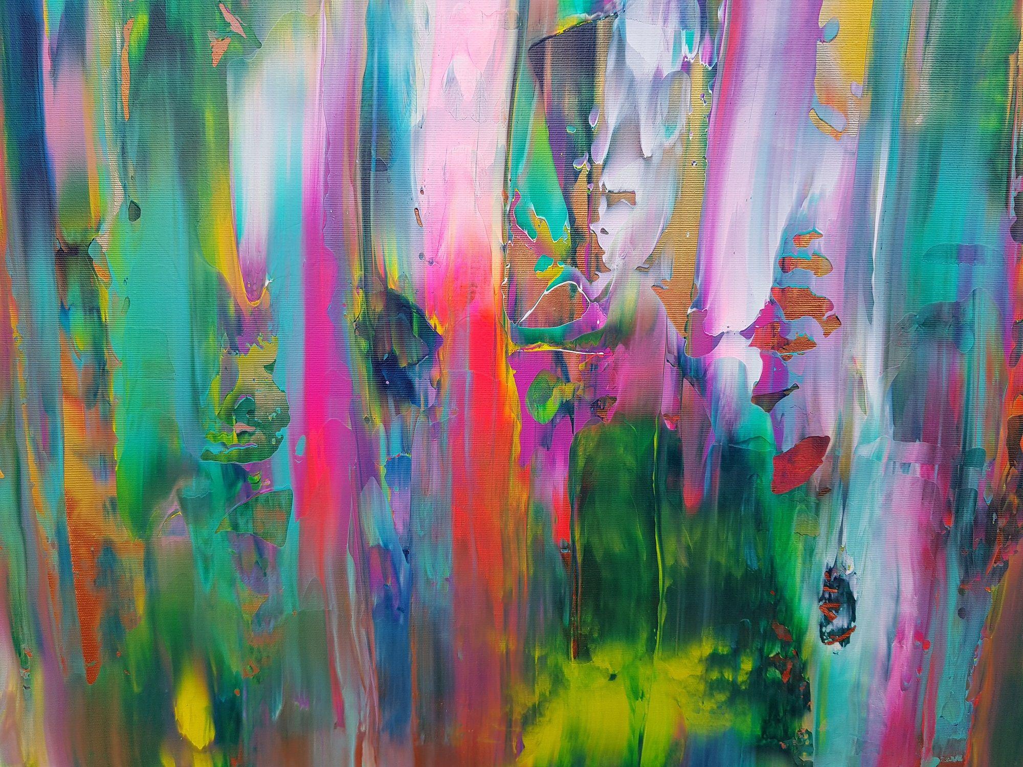 Bacio gelato, Pittura, Acrilico su tela - Abstract Painting Grigio di Ivana Olbricht