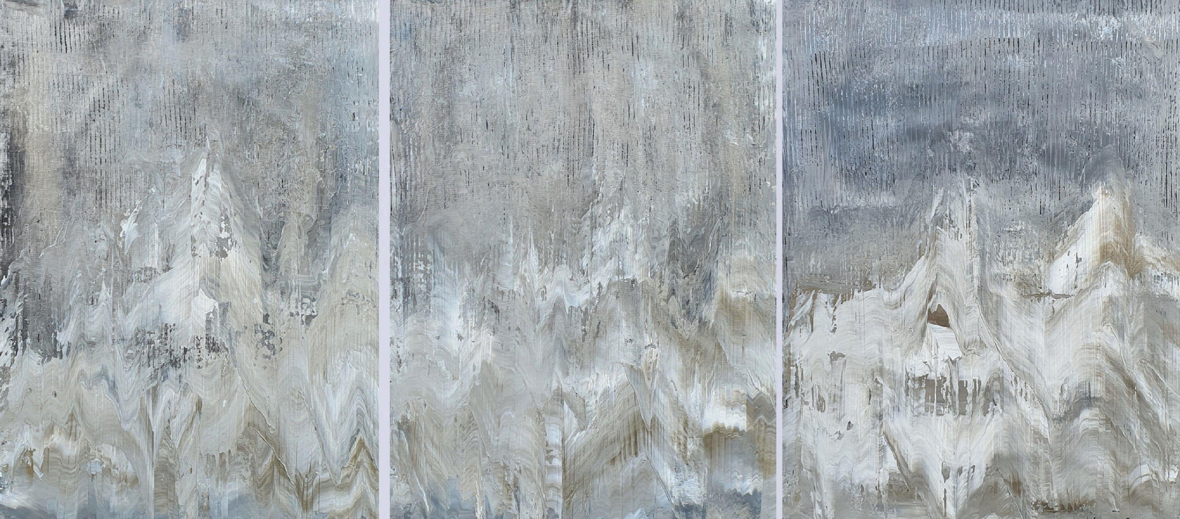 Ivana Olbricht Abstract Painting - Ice cave - triptych, Painting, Acrylic on Canvas