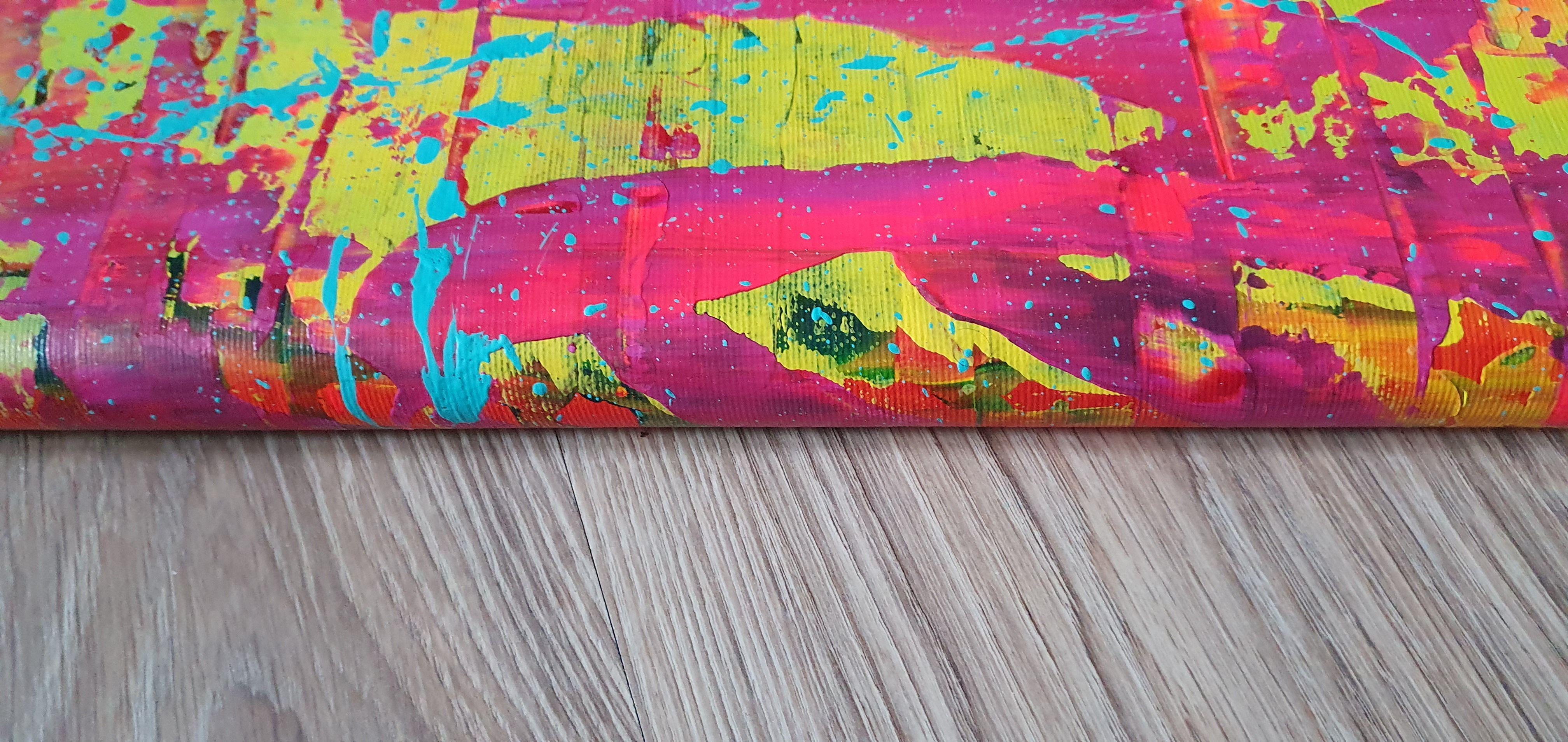 Baci succosi - trittico di pittura astratta, Pittura, Acrilico su tela - Abstract Painting Rosa di Ivana Olbricht