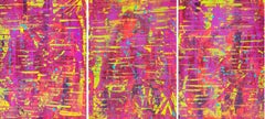 Juicy-Kissen – abstraktes Triptychon, Gemälde, Acryl auf Leinwand