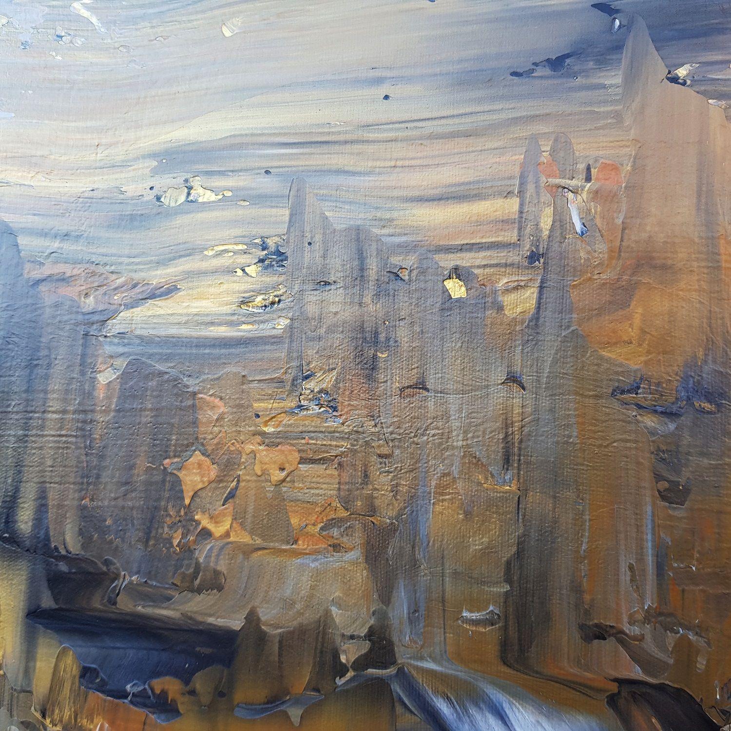 Golden waterfalls, Painting, Acrylic on Canvas For Sale 1