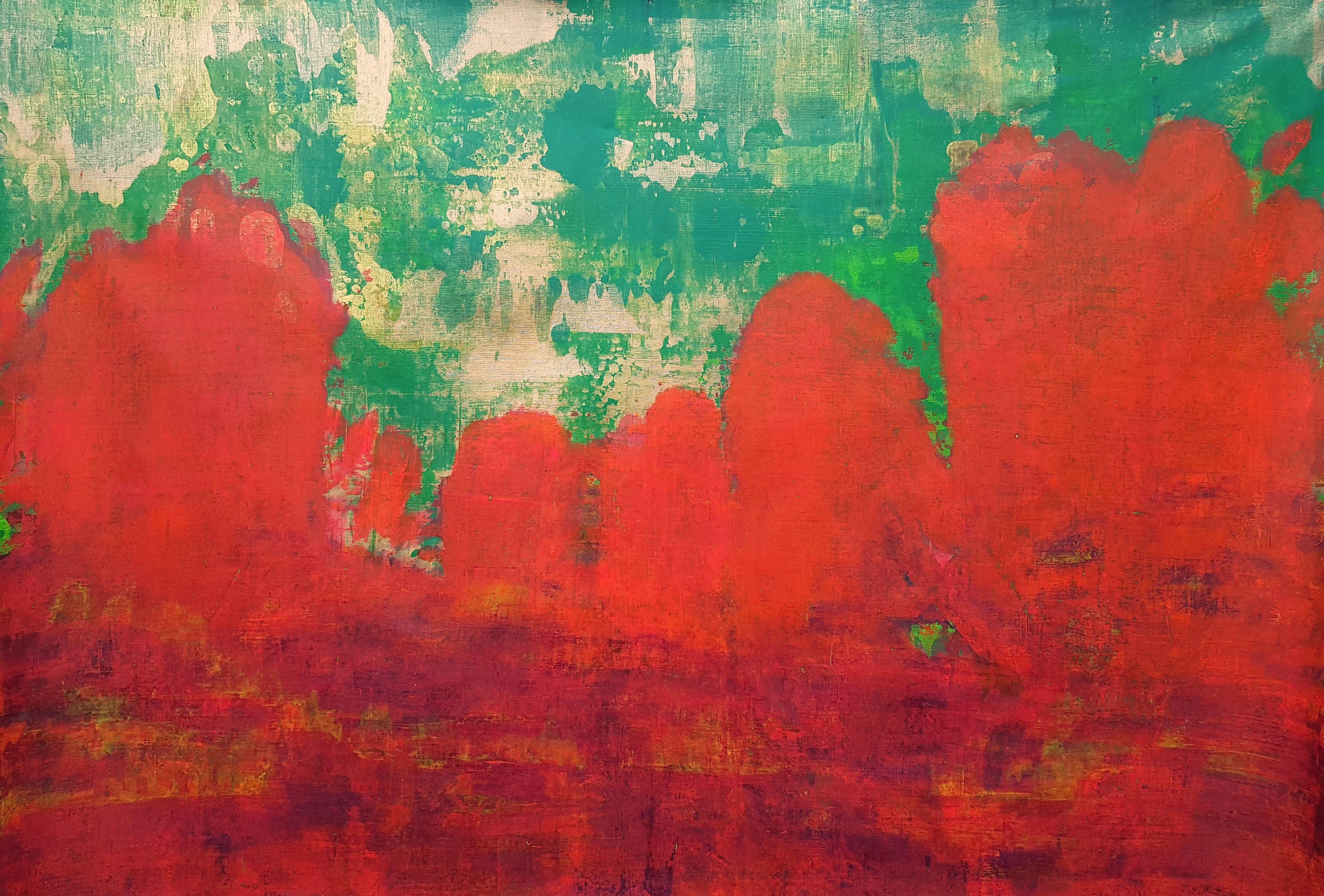 Abstract Painting di Ivana Olbricht - Rocce di lava - Paesaggio astratto XXL, Pittura, Acrilico su tela