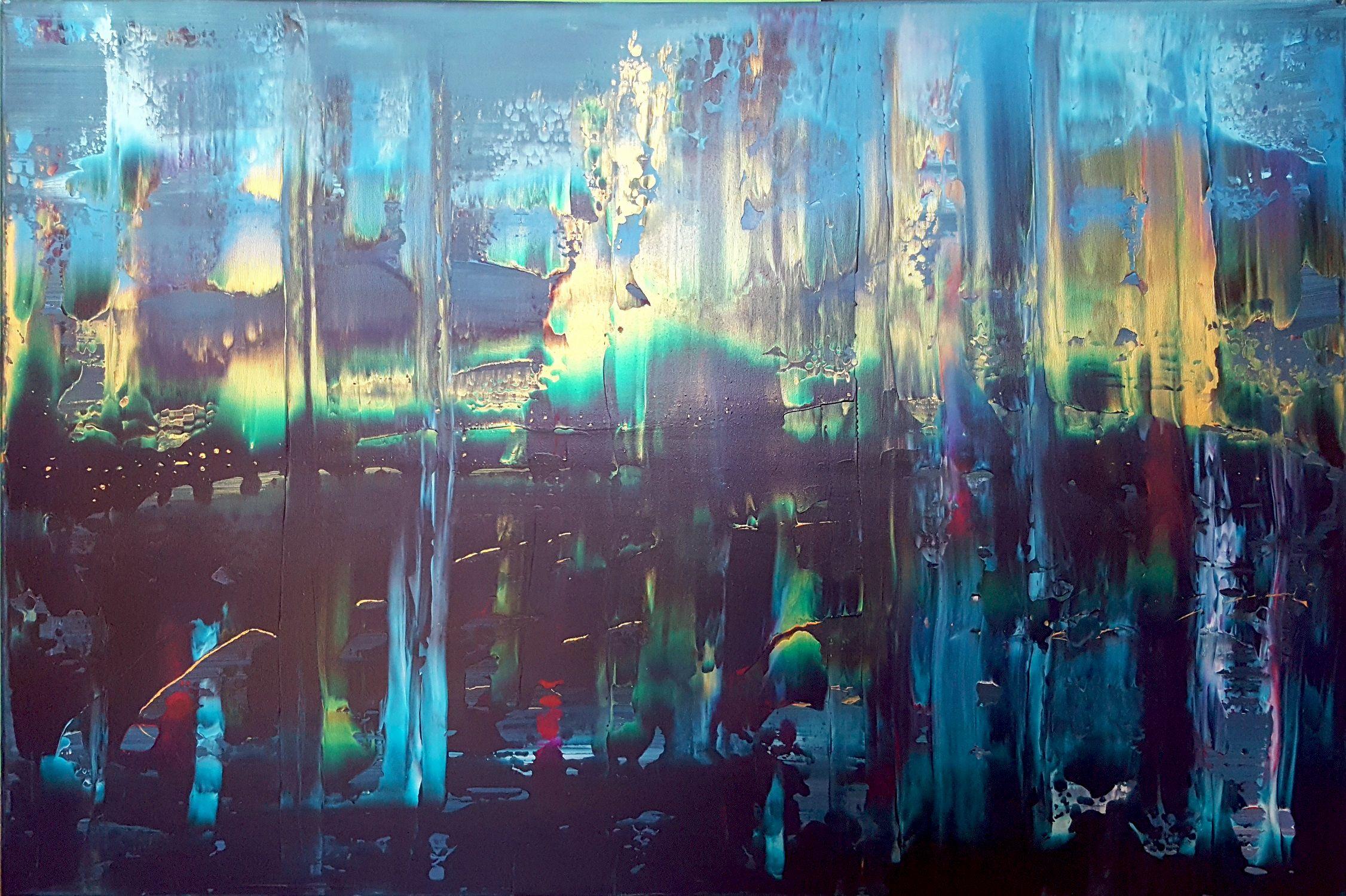 Ivana Olbricht Abstract Painting - Magic of sleepless night, Painting, Acrylic on Canvas