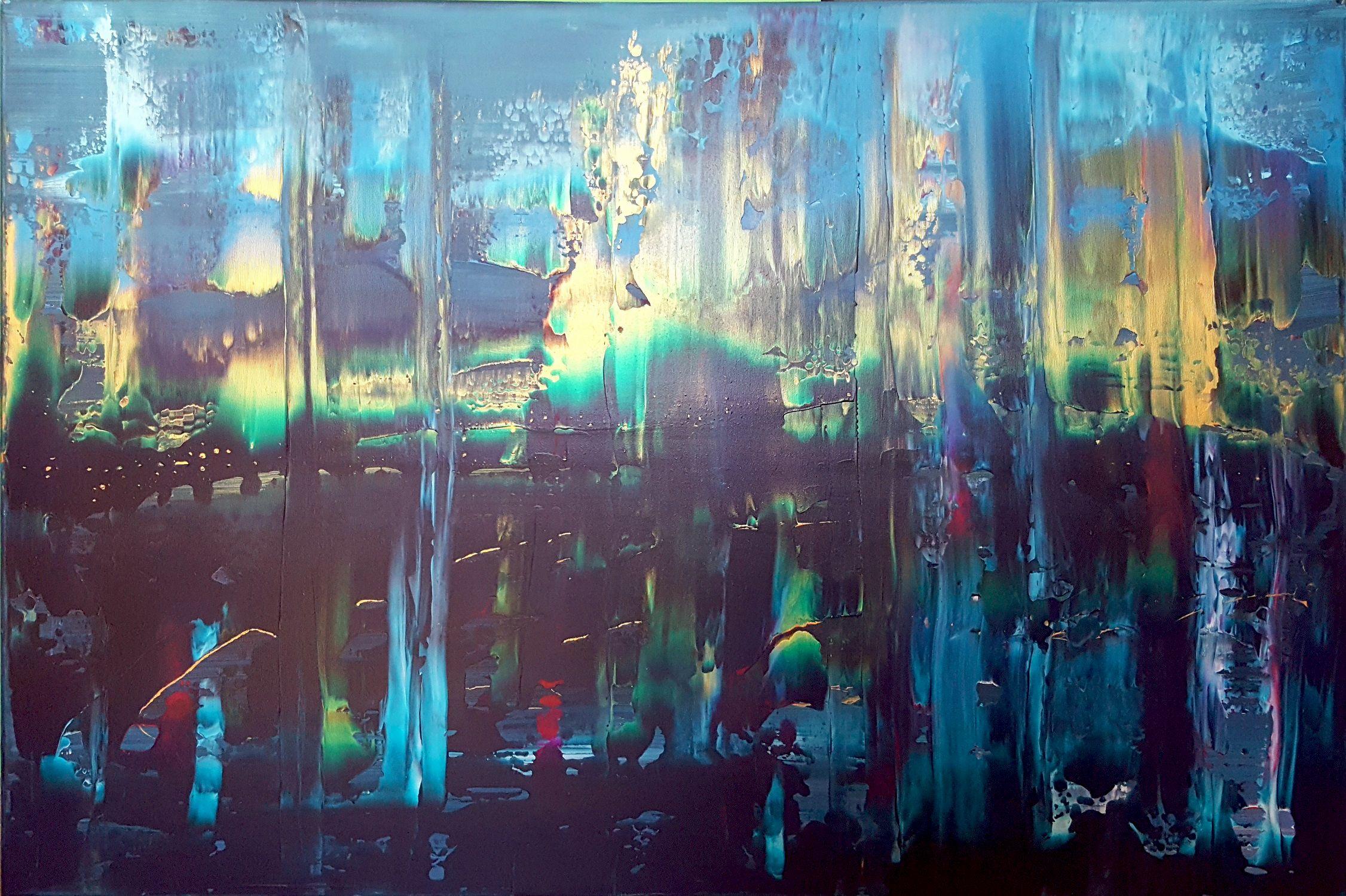 Abstract Painting di Ivana Olbricht - Magia della notte bianca, Pittura, Acrilico su tela