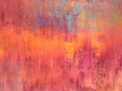 Magic of the spring rain - XL paysage abstrait, peinture, acrylique sur toile