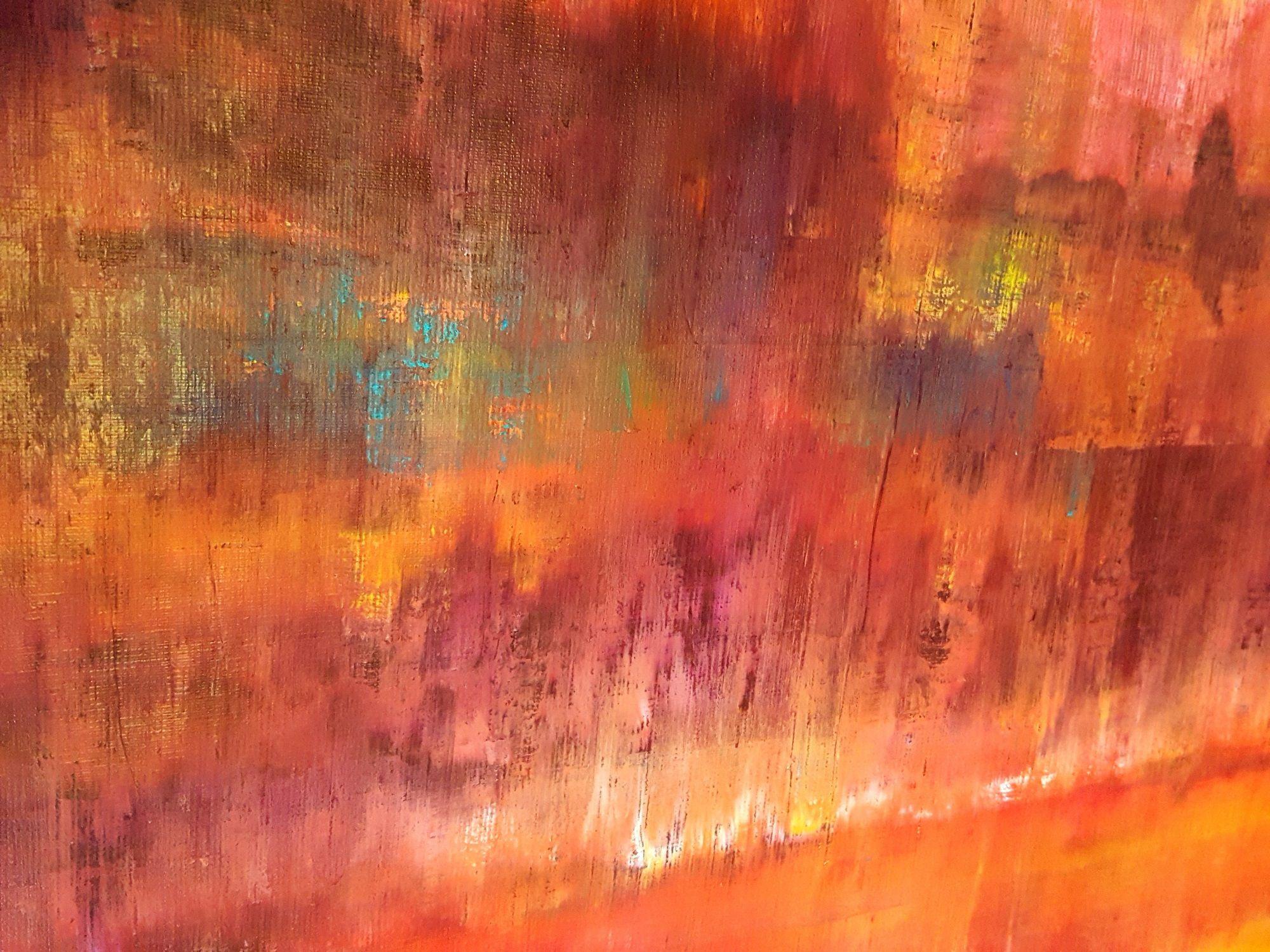 Magia della pioggia di primavera - Paesaggio astratto XL, Pittura, Acrilico su tela - Painting Astratto di Ivana Olbricht