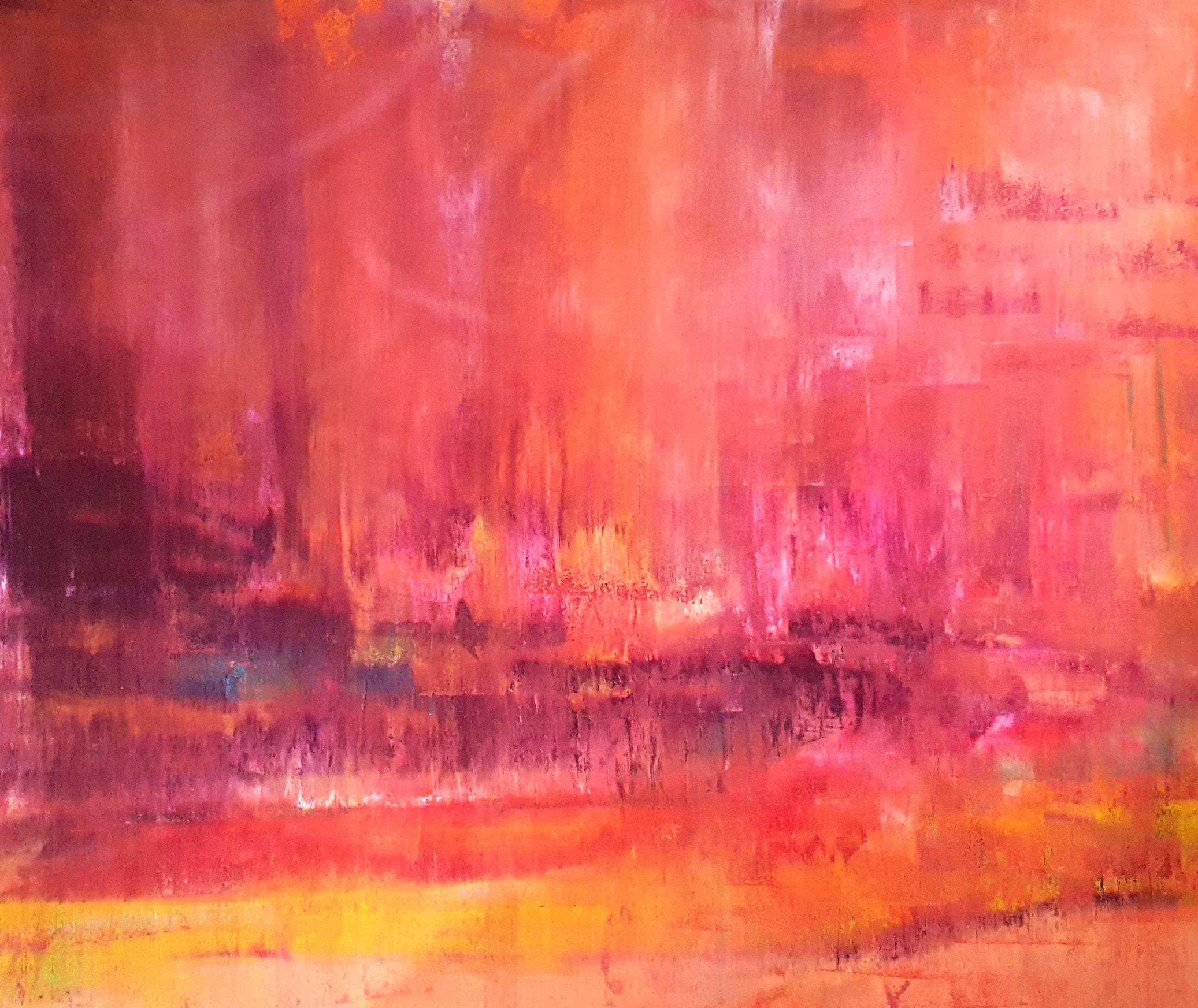 Abstract Painting Ivana Olbricht - Magic of the spring rain - XL paysage abstrait, peinture, acrylique sur toile