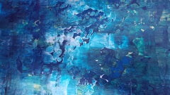 Mondlicht im Teich, Gemälde, Acryl auf Leinwand