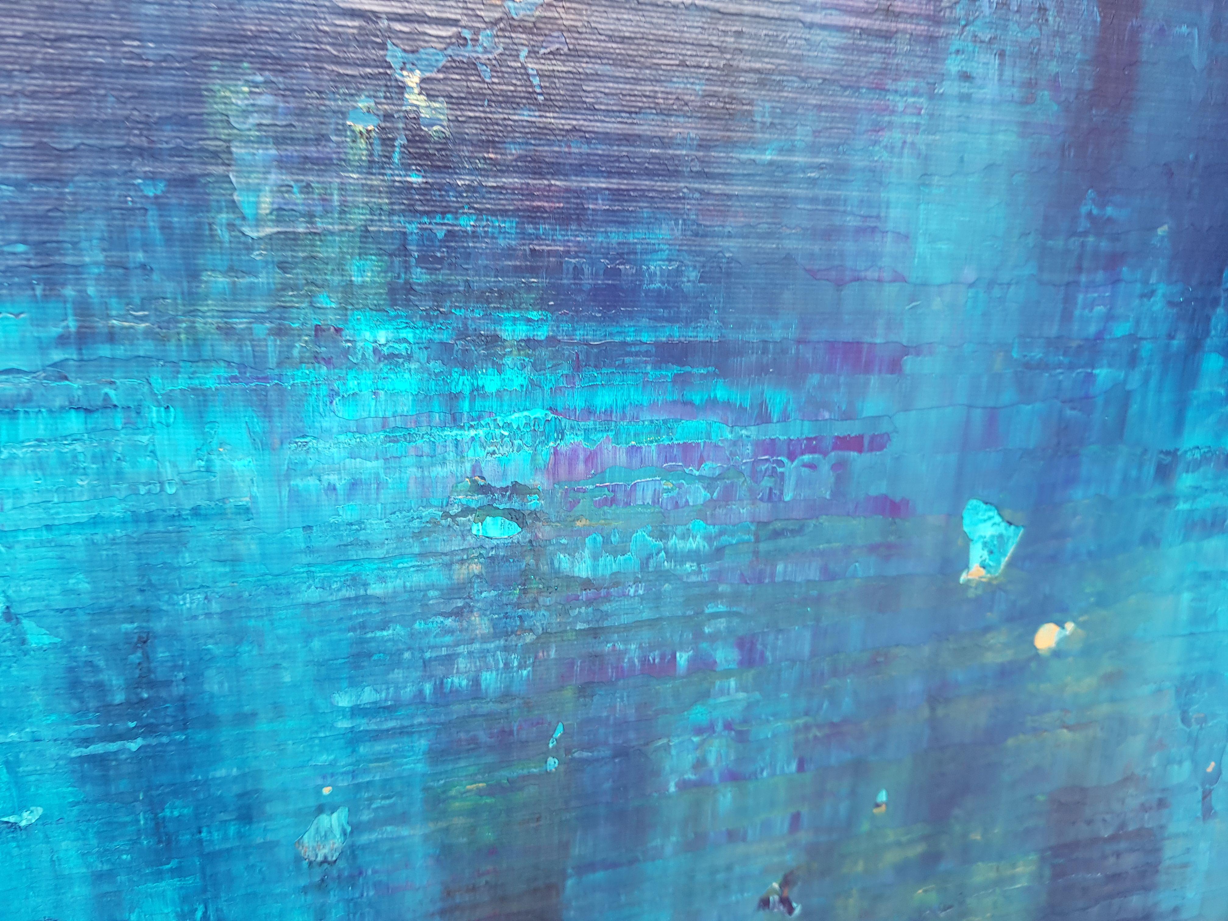 Cascadas místicas, Pintura, Acrílico sobre lienzo - Abstract Painting Azul de Ivana Olbricht