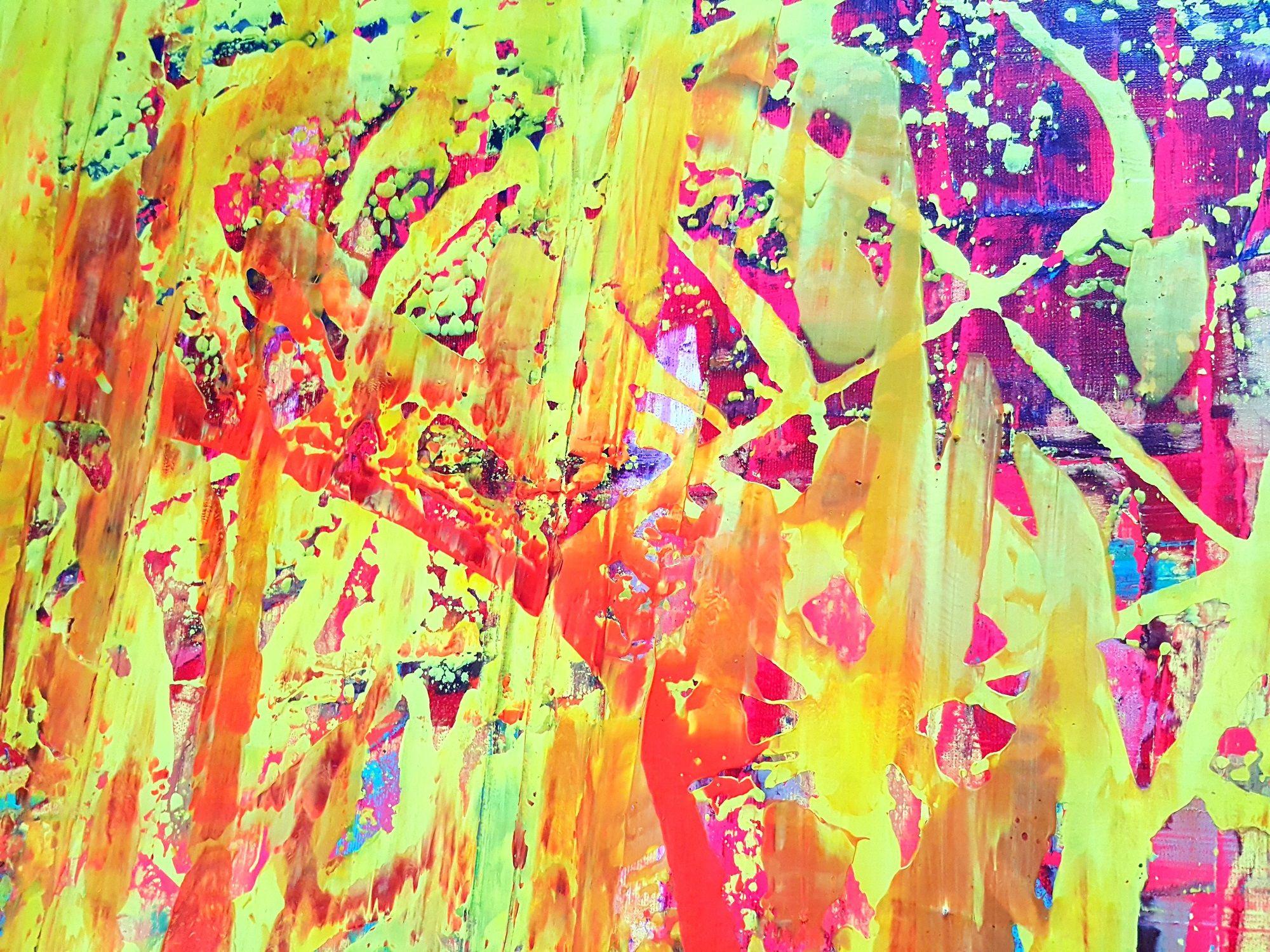 Un dipinto astratto colorato e originale, unico nel suo genere, con spessi strati di colori.  Colori brillanti e vivaci. Illuminerà sicuramente anche l'angolo più buio della stanza.  Acrilici su tela tesa a bordi profondi protetta con vernice opaca.