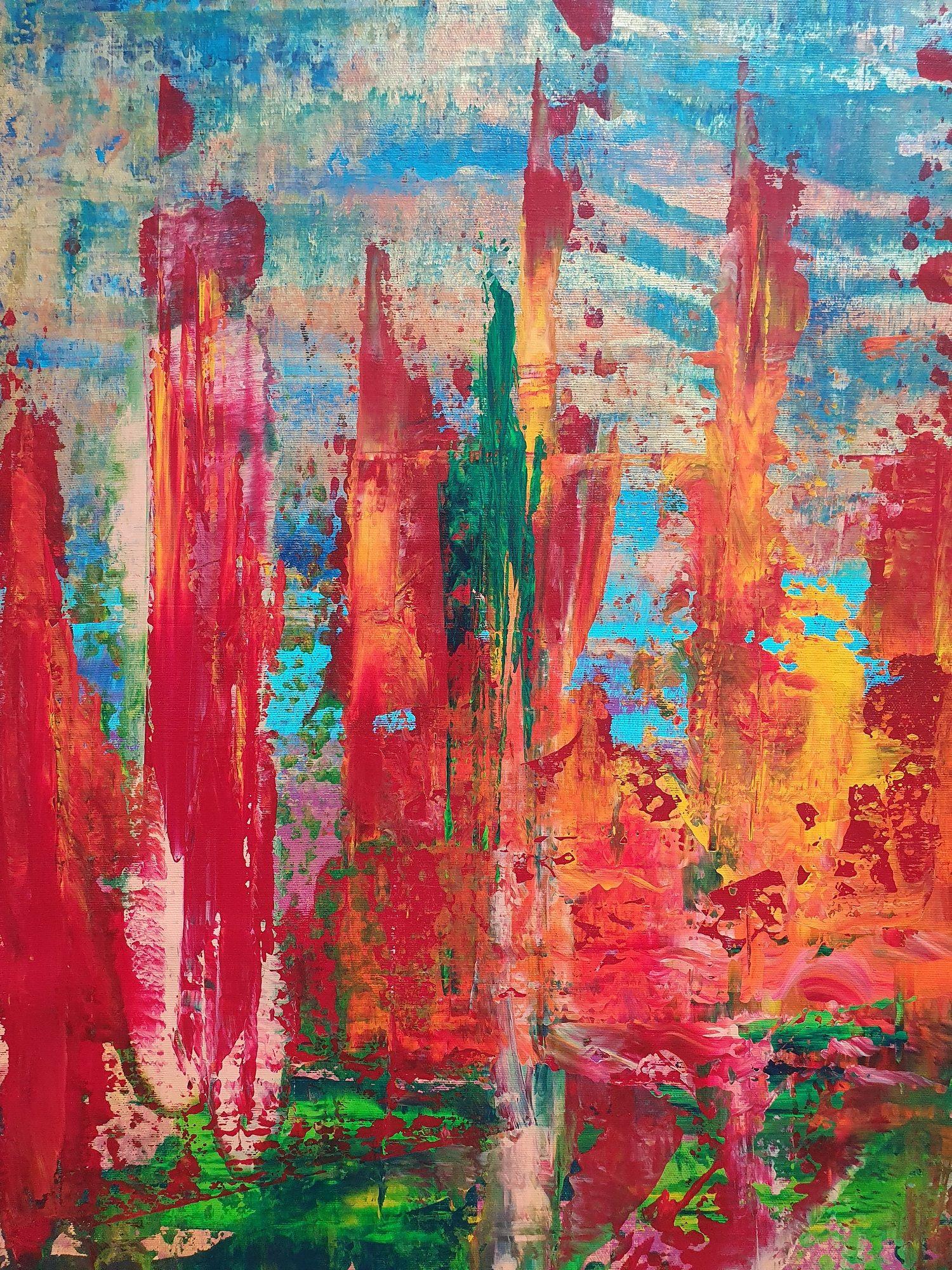 Coucher de soleil en novembre - XXL paysage abstrait, Peinture, Acrylique sur toile - Abstrait Painting par Ivana Olbricht