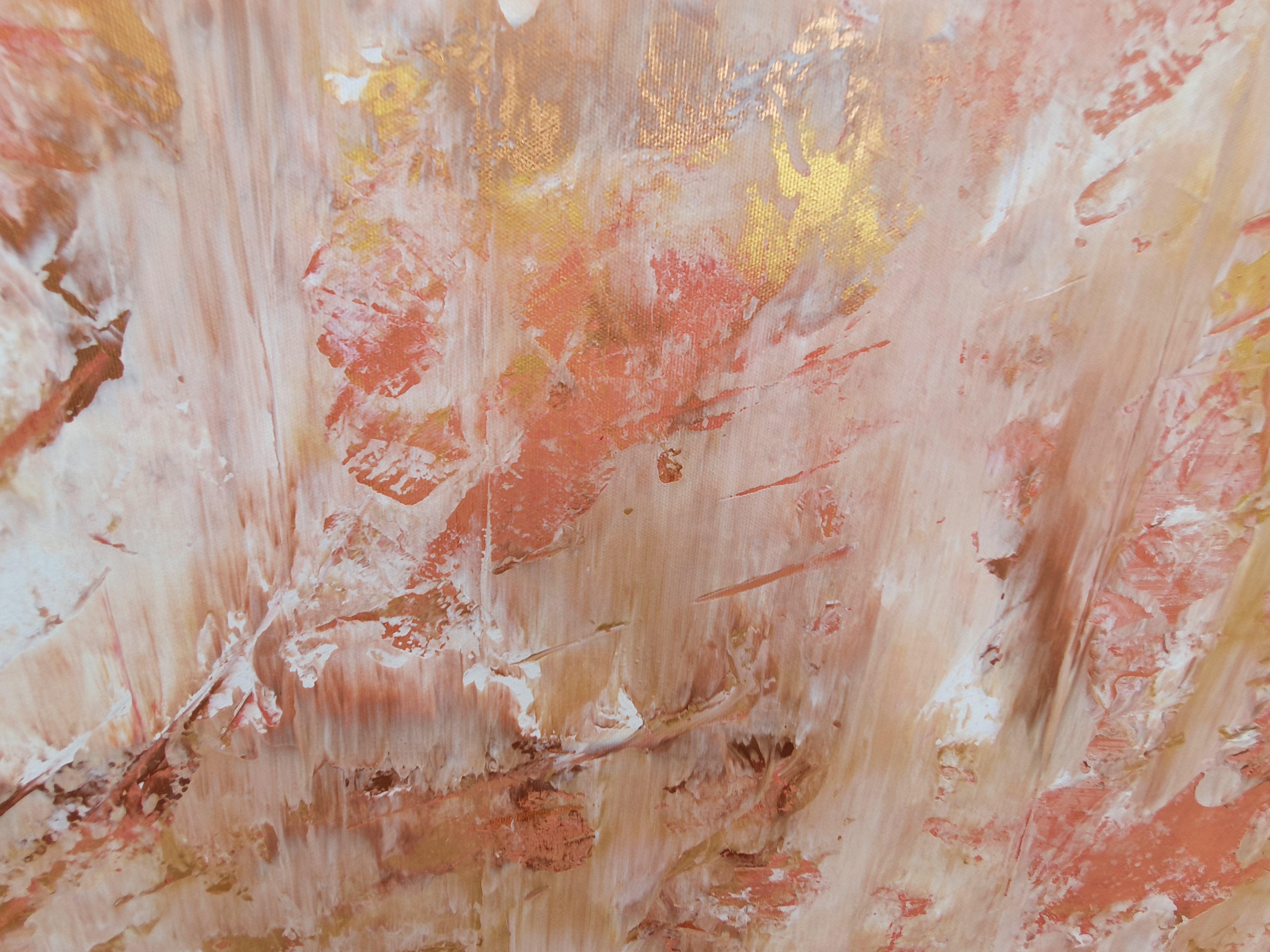 Pink marble No.2 - golden and pink abstract, Painting, Acrylic on Canvas For Sale 1