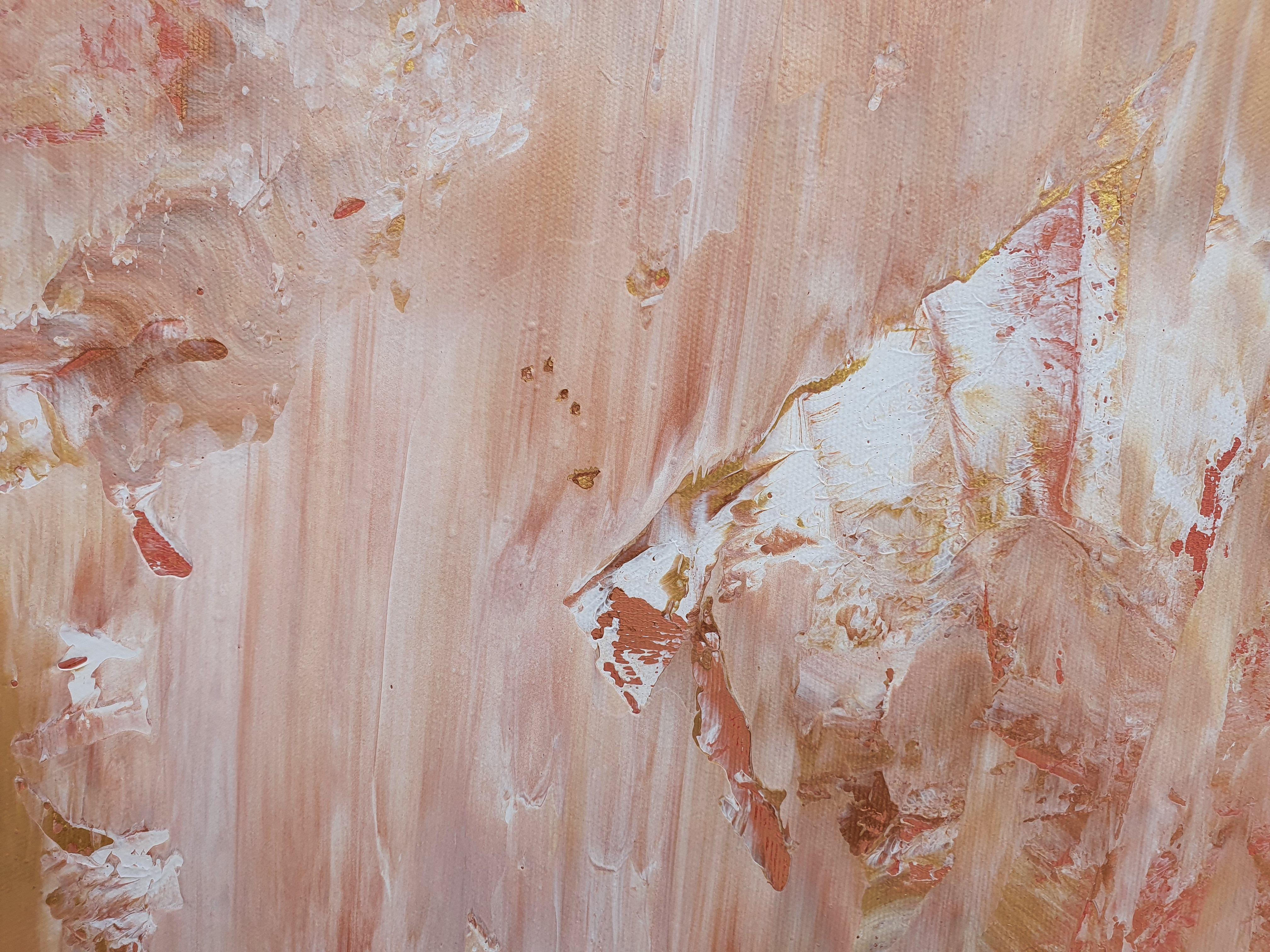 Pink marble No.2 - golden and pink abstract, Painting, Acrylic on Canvas For Sale 2