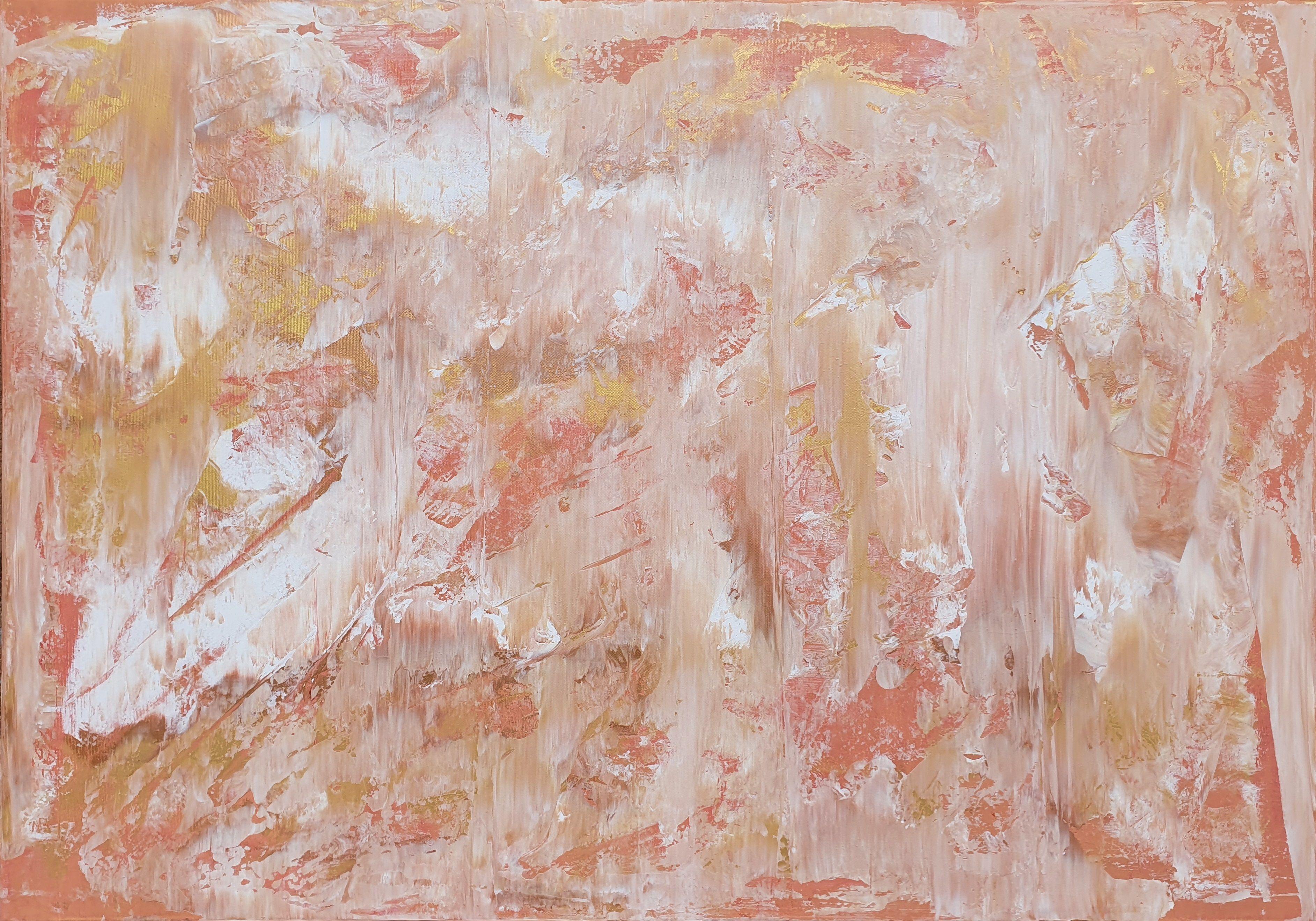 Ivana Olbricht Abstract Painting - Pink marble No.2 - golden and pink abstract, Painting, Acrylic on Canvas