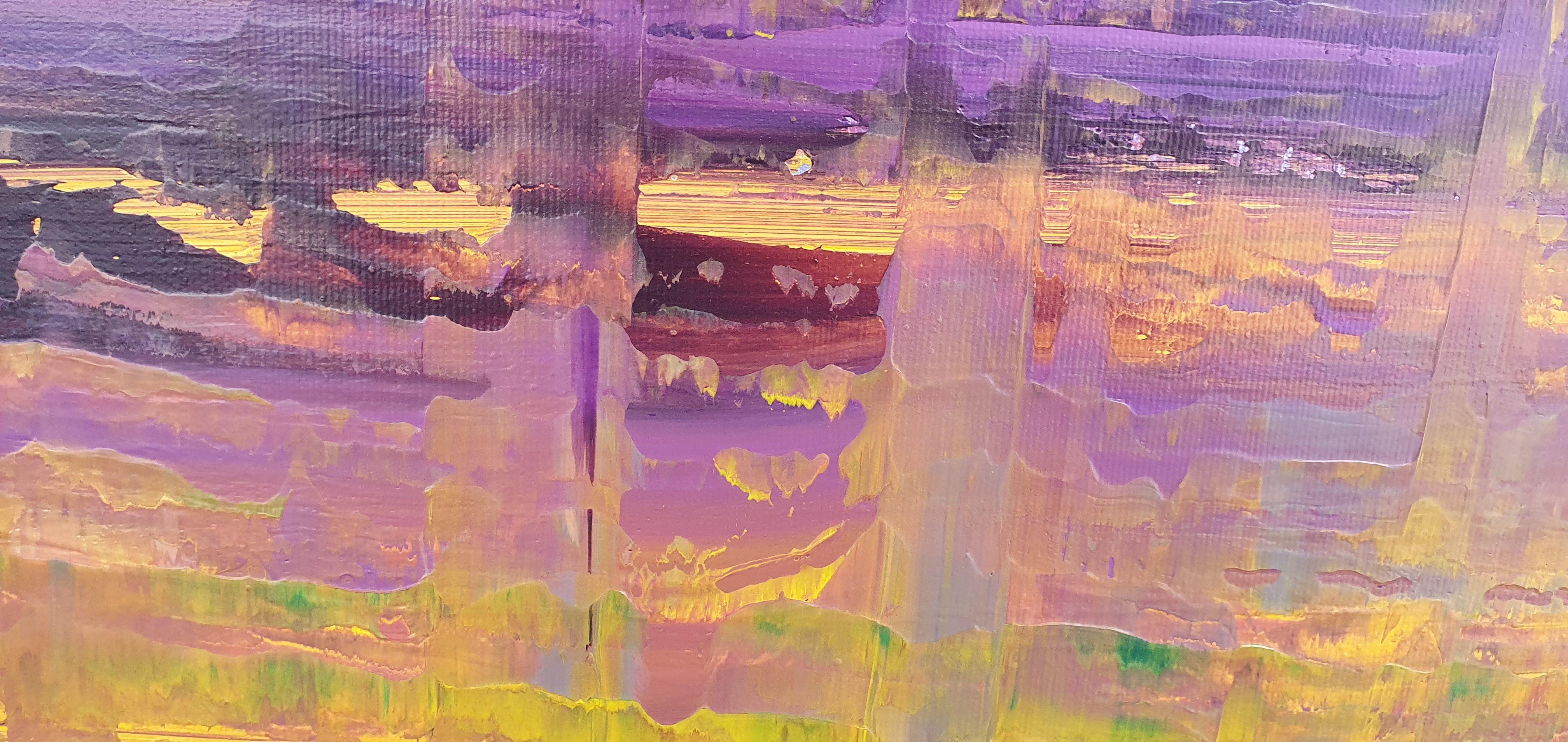 Cielo púrpura - paisaje abstracto, Pintura, Acrílico sobre lienzo - Painting de Ivana Olbricht