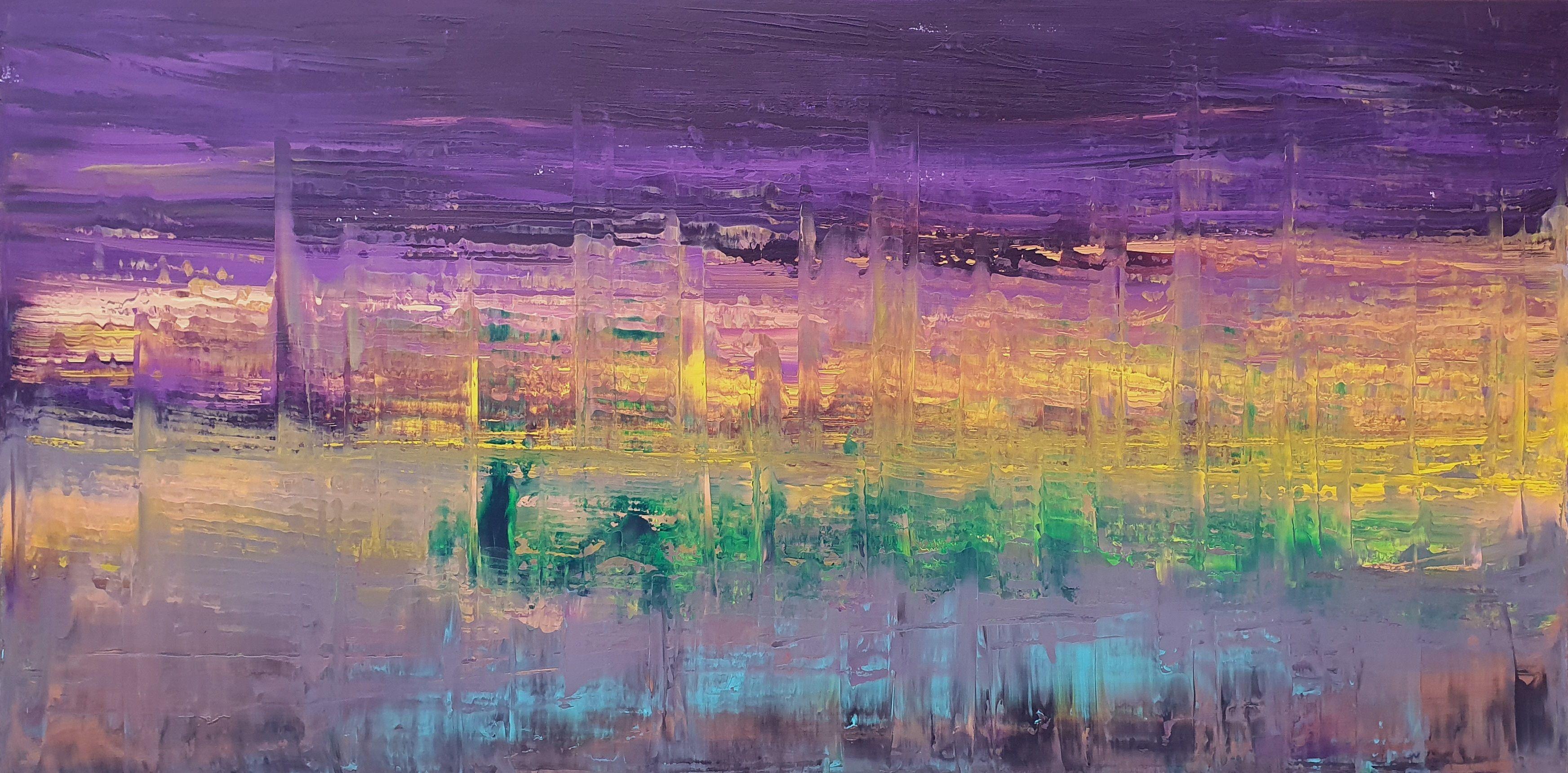 Abstract Painting de Ivana Olbricht - Cielo púrpura - paisaje abstracto, Pintura, Acrílico sobre lienzo