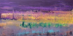 Purple sky - abstract landscape, Painting, Acrylic on Canvas
