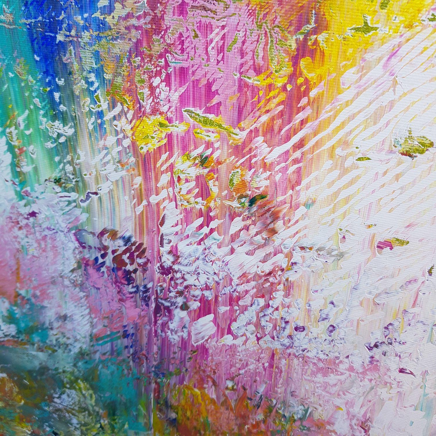 Bacio d'estate, Pittura, Acrilico su tela - Abstract Painting Grigio di Ivana Olbricht