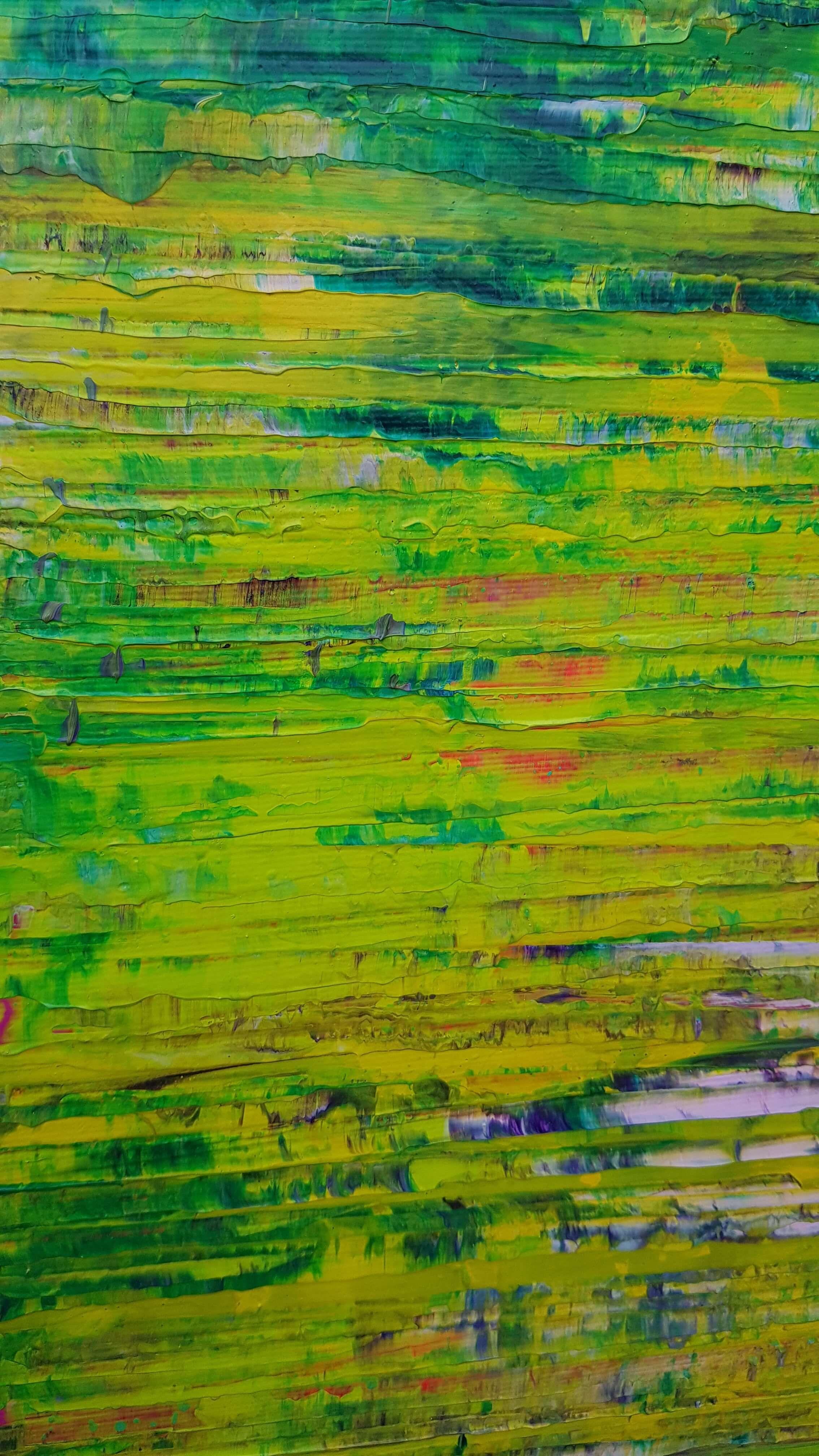   An original triptych abstract painting showcases a vibrant and colorful forest scene with an emphasis on tree protection and the environment.    The use of a palette knife adds textures, depth and brings a sense of movement and energy to the