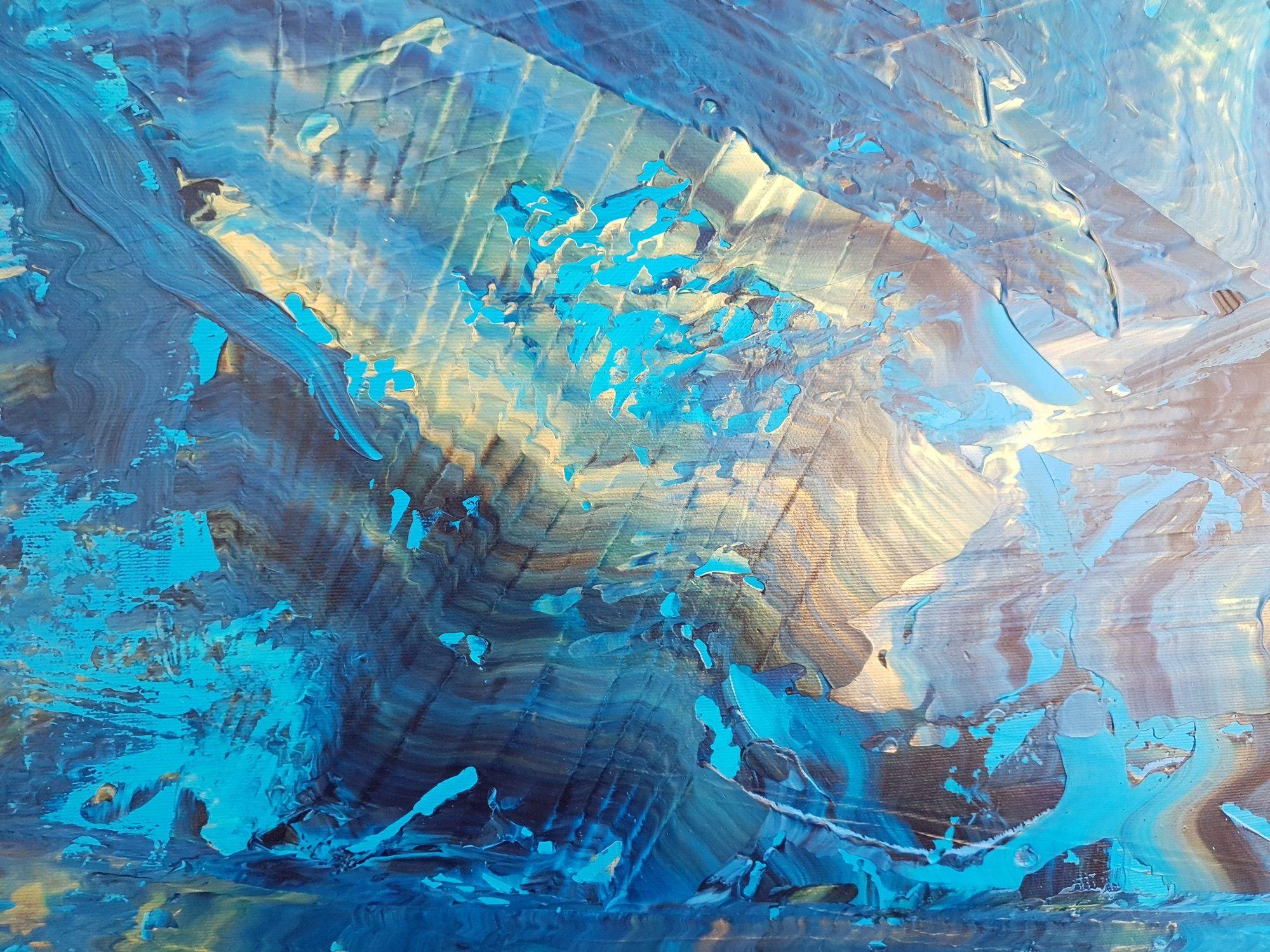 Dans les nuages de la vie, peinture, acrylique sur toile - Bleu Abstract Painting par Ivana Olbricht