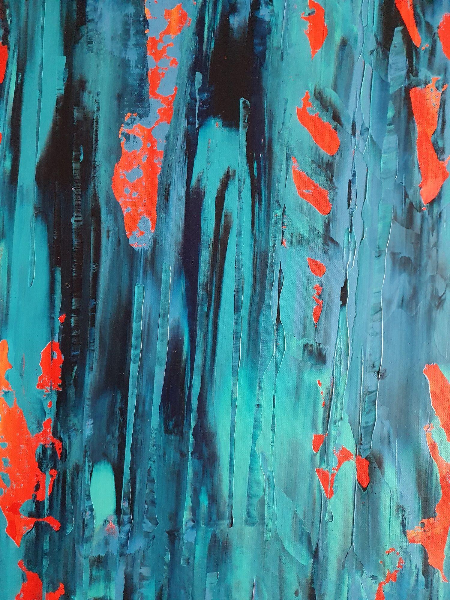 Wash away the pain - Peinture abstraite XLL, Peinture, Acrylique sur Toile - Bleu Abstract Painting par Ivana Olbricht