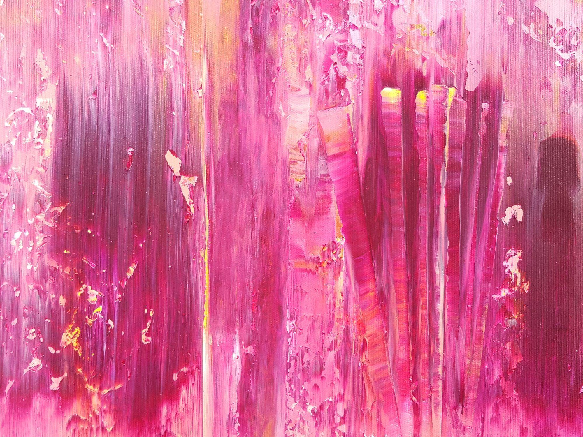 Wild roses, Painting, Acrylic on Canvas - Pink Abstract Painting by Ivana Olbricht