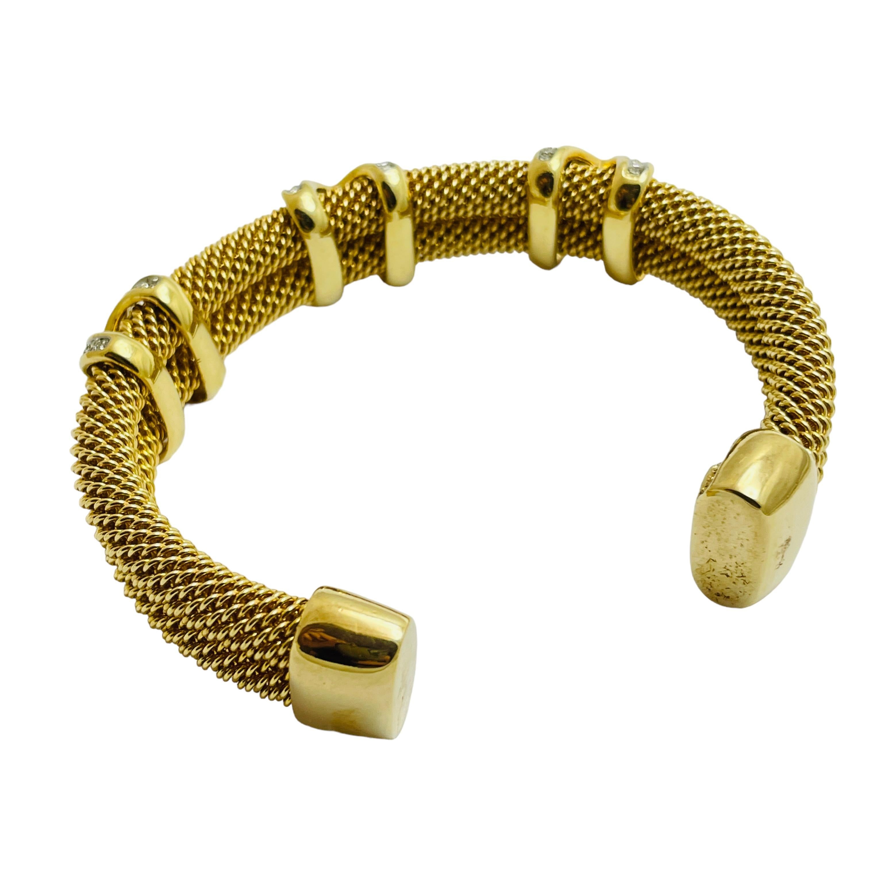 Women's IVANA signed gold plated crystal designer runway cuff bracelet