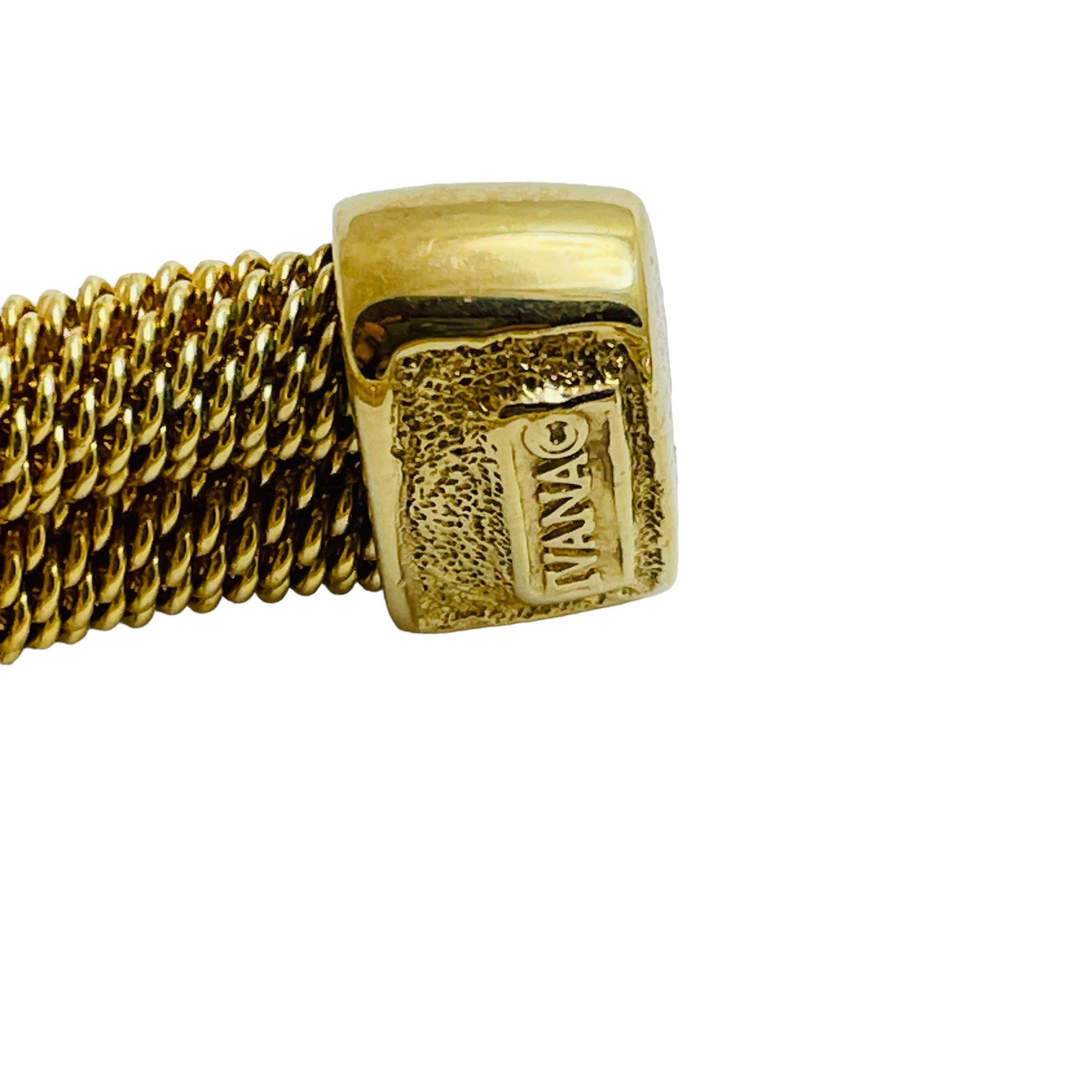 IVANA signed gold plated crystal designer runway cuff bracelet 1