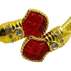 IVANA signed gold plated glass crystal designer runway wrap bracelet