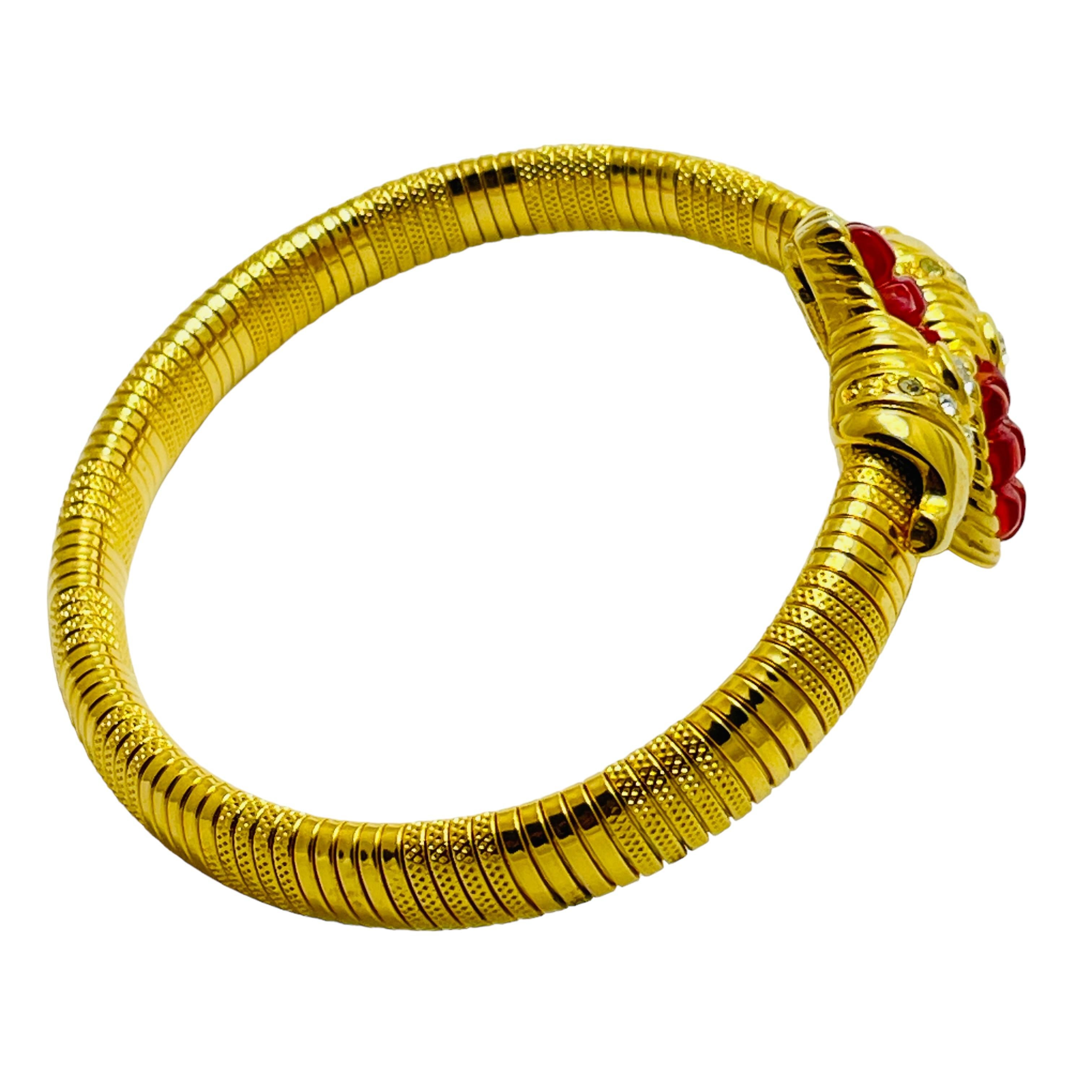 IVANA signed gold plated glass crystal designer runway wrap bracelet In Excellent Condition For Sale In Palos Hills, IL