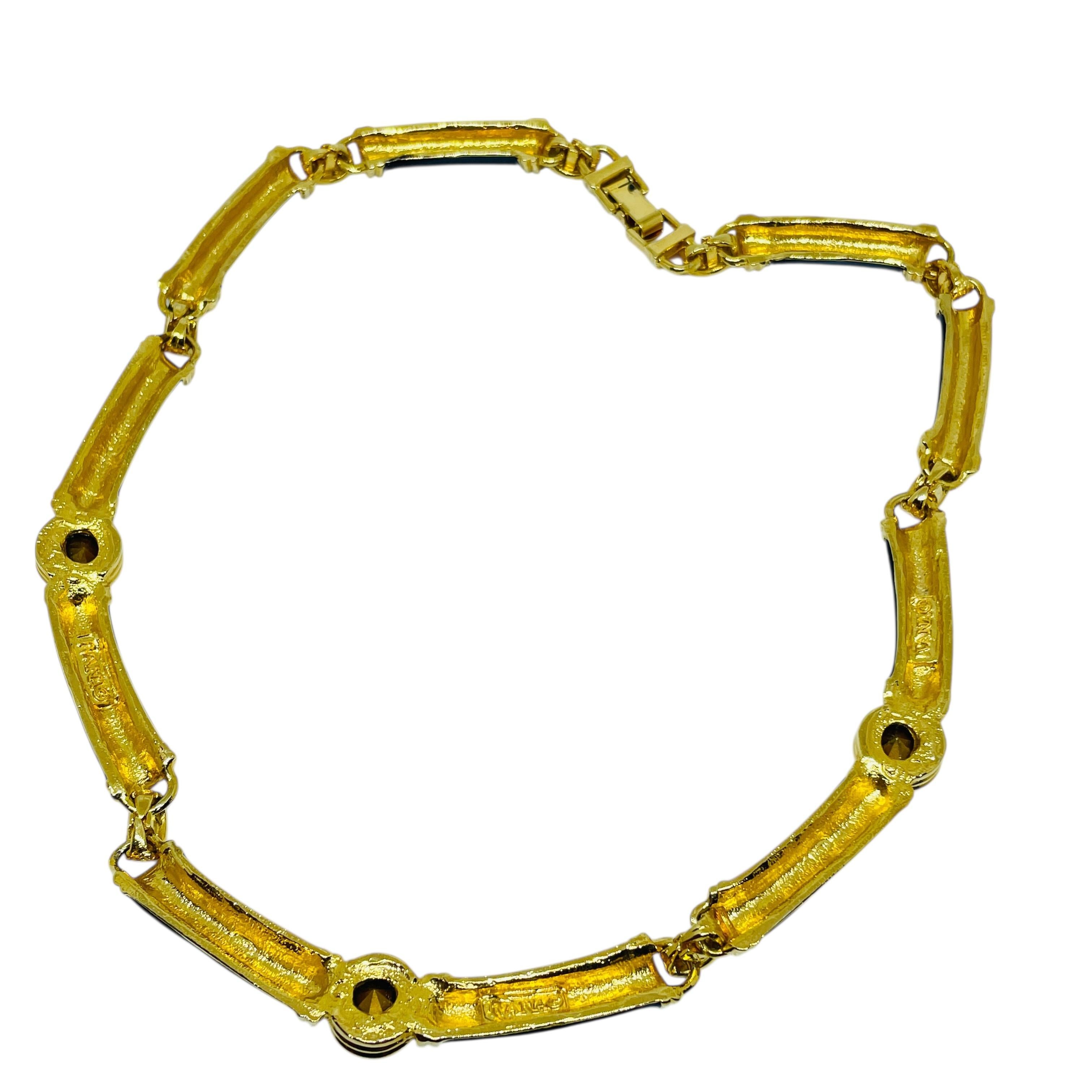 IVANA signiert Vintage vergoldet Emaille Kristall Designer Halskette für Damen oder Herren im Angebot