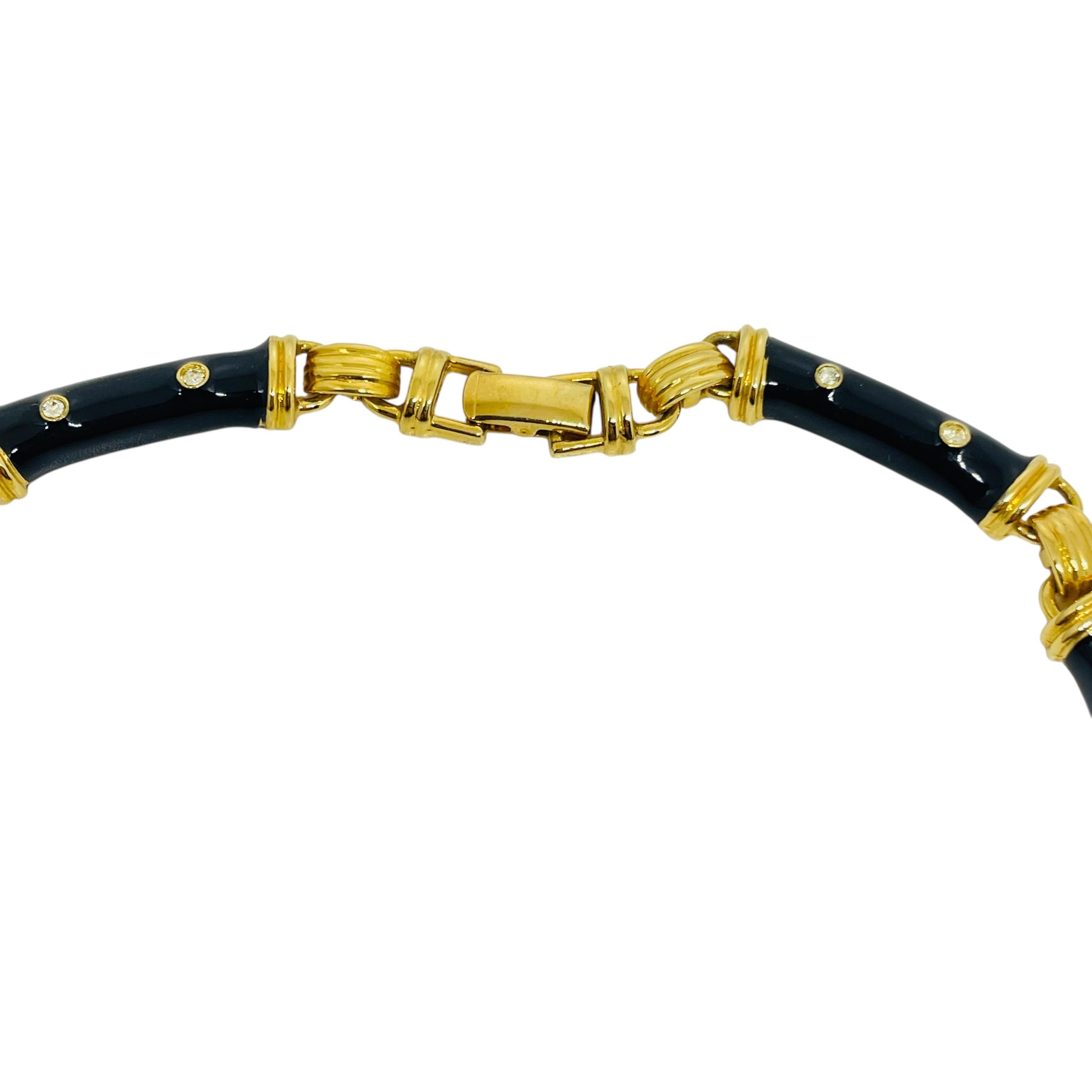 IVANA signiert Vintage vergoldet Emaille Kristall Designer Halskette im Angebot 1