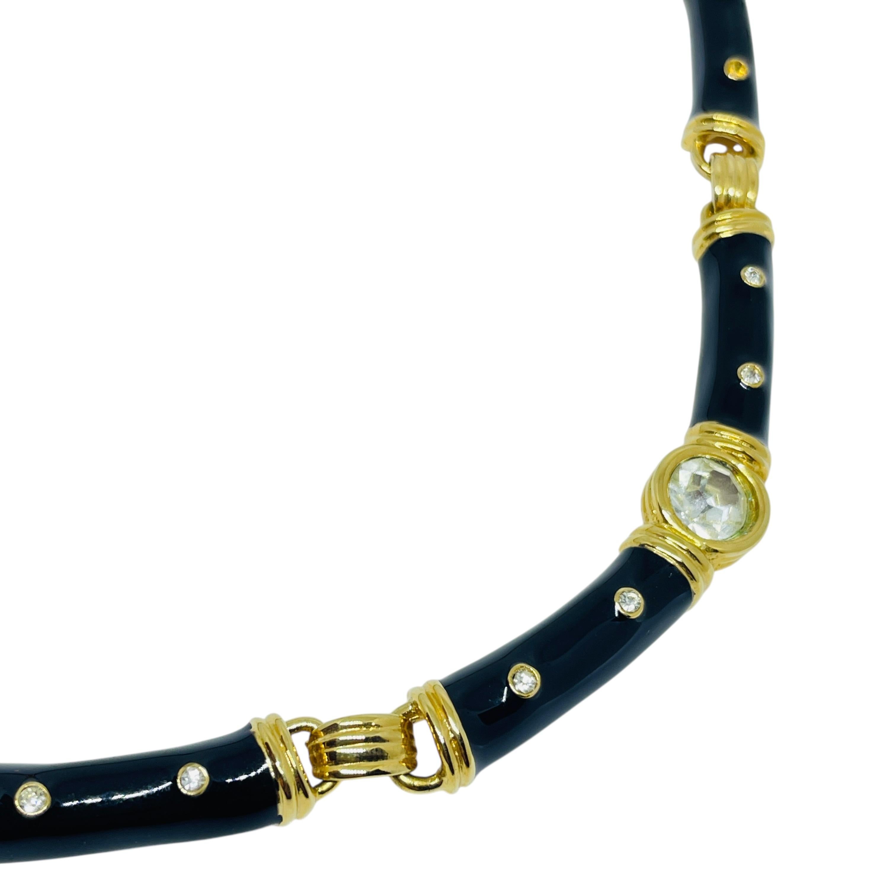IVANA signiert Vintage vergoldet Emaille Kristall Designer Halskette im Angebot 2