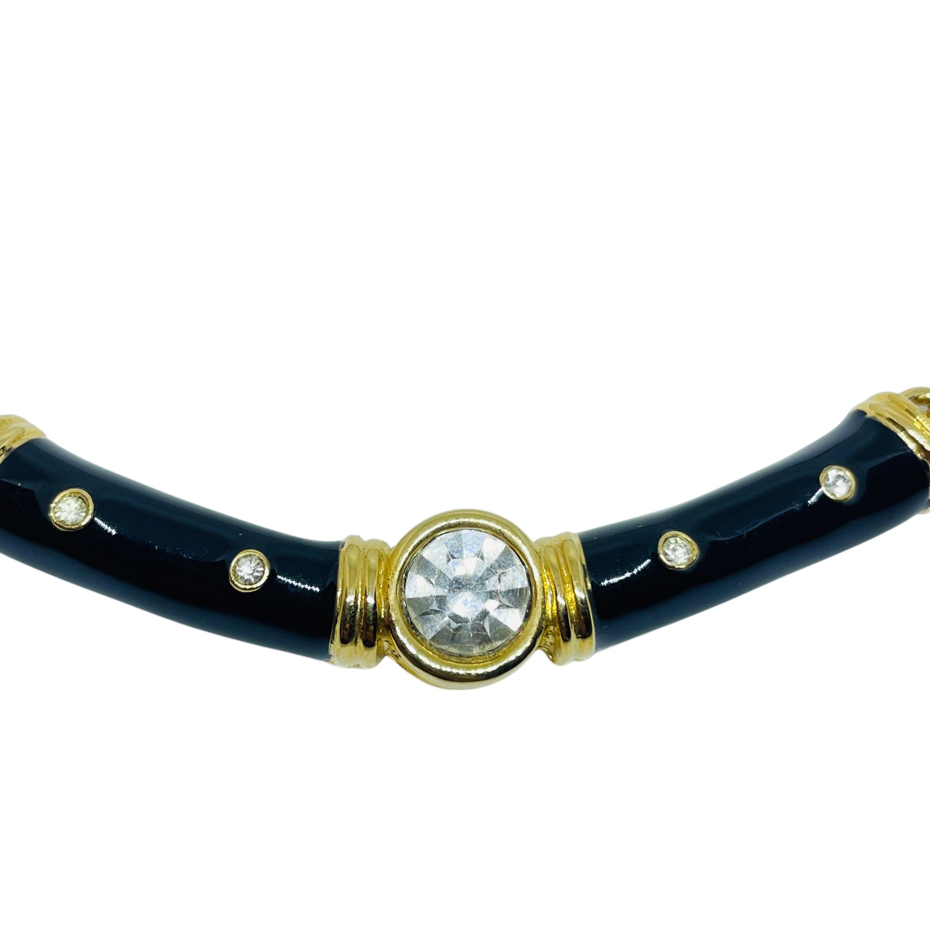 IVANA signiert Vintage vergoldet Emaille Kristall Designer Halskette im Angebot 3