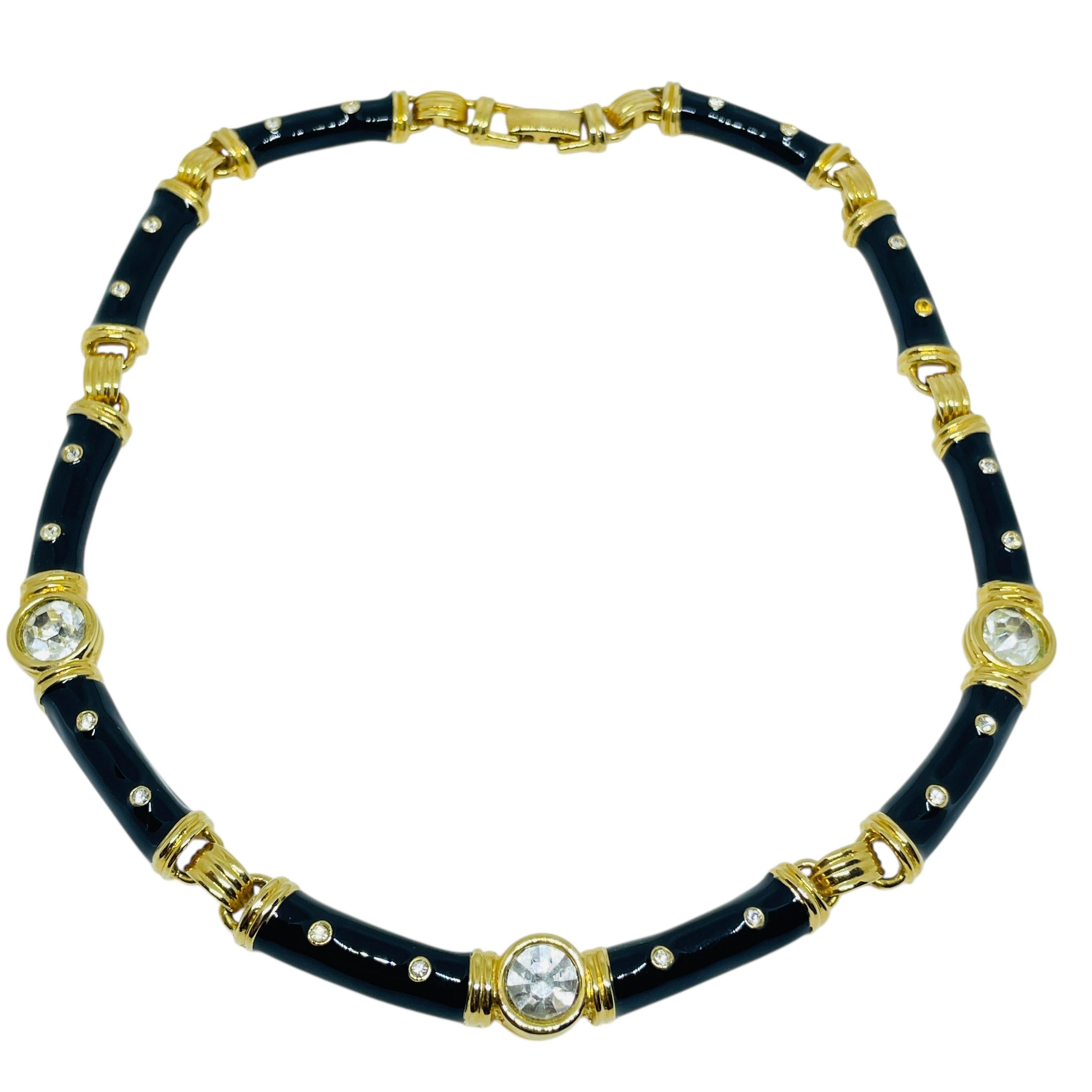 IVANA signiert Vintage vergoldet Emaille Kristall Designer Halskette im Angebot 4