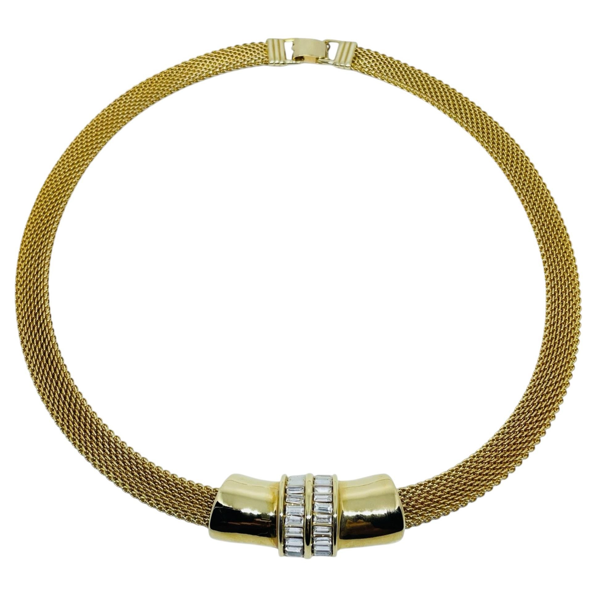 IVANA firmado vintage cadena de malla tono oro strass collar de diseño en venta